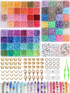 7200pcs Soft Clay Beads Bracelet Making Kit, Friendship Bracelet Set, Flat Beads for Jewelry DIY, Necklace Handmade Gift, Diy Jewelry Accessories