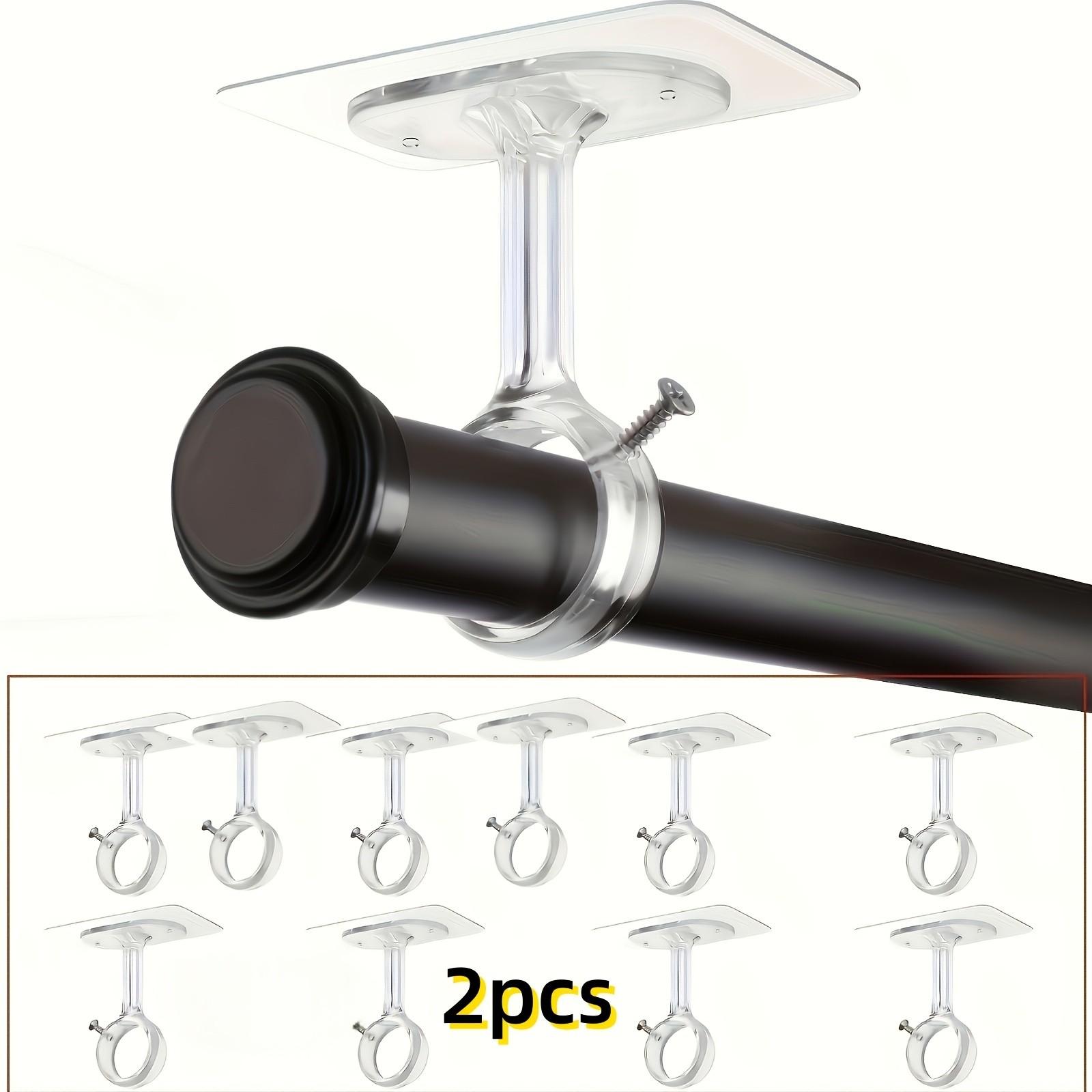 No-Drill Ceiling Curtain Rod Bracket Set (2 Pieces), Self-Adhesive Adjustable Heavy-Duty Wall-Mounted Brackets for Blackout Curtains