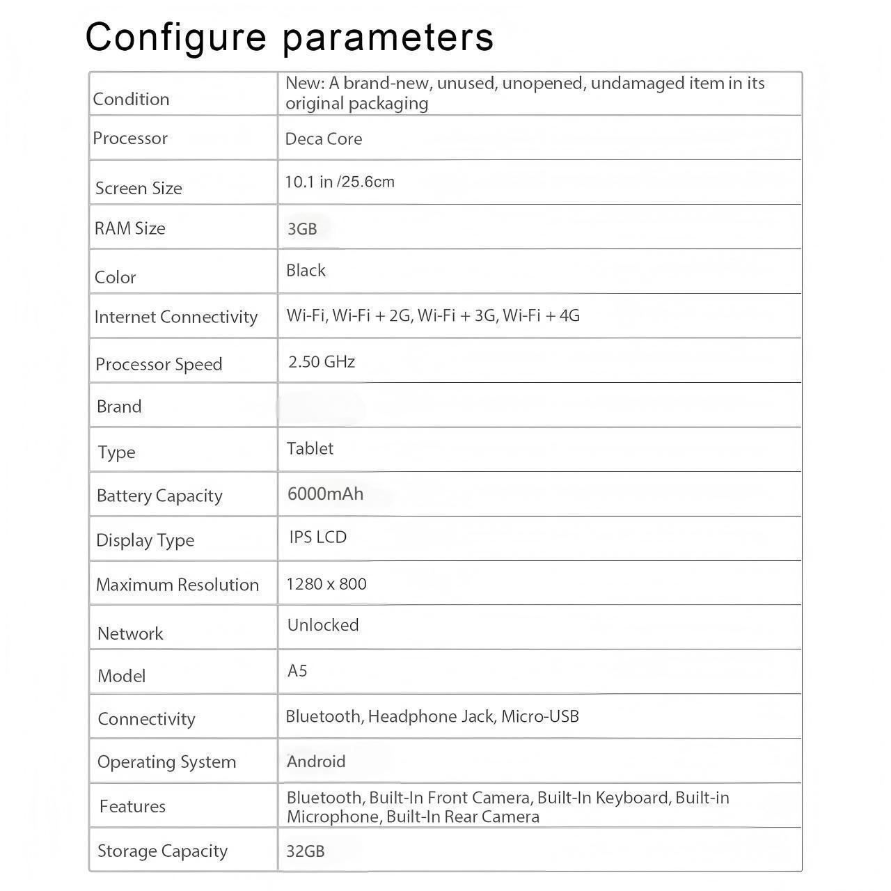 10.1 Inch Android Tablet PC, Tablet with Keyboard, 8GB RAM (3+5GB Extend), 128GB(32+96GB Extend) Storage, Keyboard, Case, Mouse, Touch Pen, Dual Camera, Multi-Use
