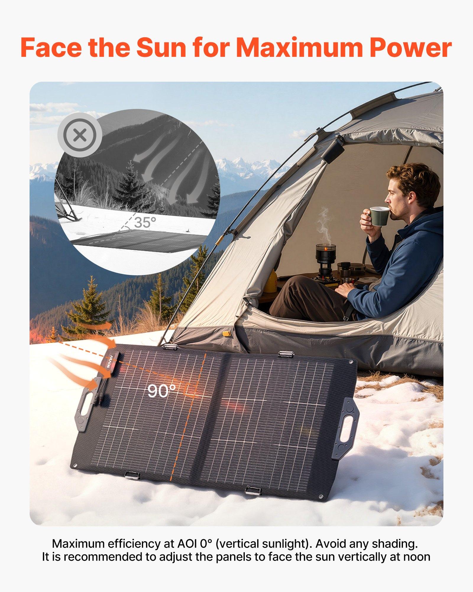 VEVOR 100W Bifacial Solar Panel, 16BB N-Type Foldable Monocrystalline Solar Panel Charger 24 Efficiency, Portable with MC4 Output, USB-A (QC3.0), Type-C DC Ports for Power Stations Camping Hiking