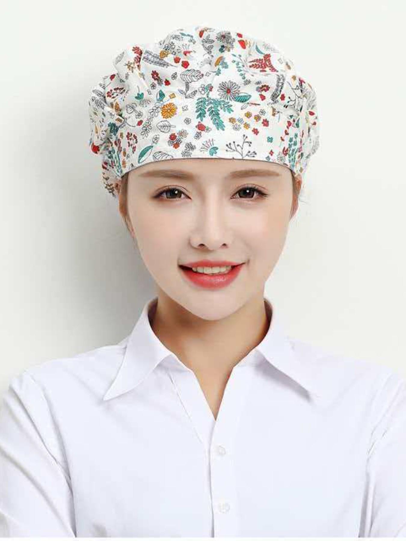 Unisex Adjustable Elastic Chef Hat, 5-Piece Set, Kitchen Cooking Bakery Hat, Dustproof Work Cap, Men and Women Universal Fit