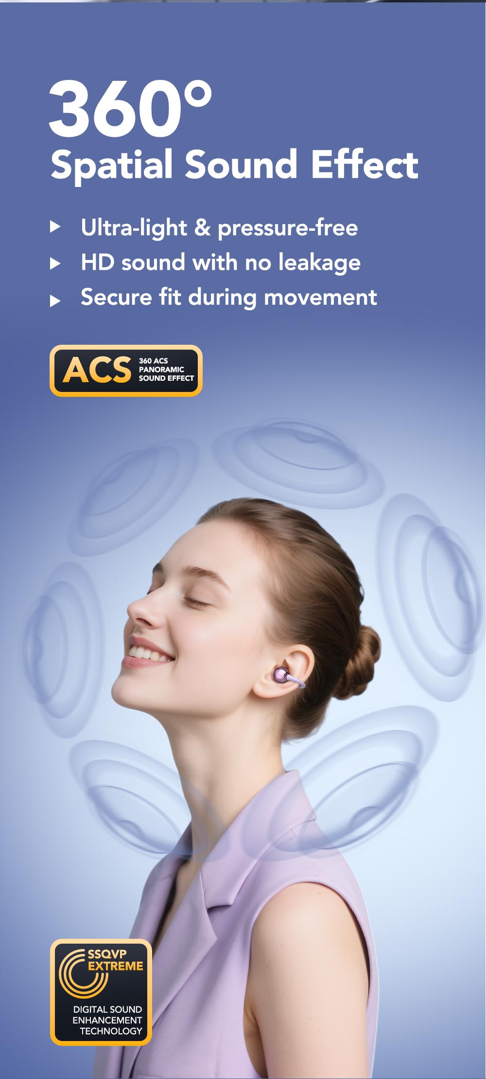 ERAZER XF36 clip-on earphones Bluetooth 6.0 earphones OWS earphones HIFI sound quality music music call dual-purpose waterproof and sweat-proof suitable for sports built-in microphone earphones