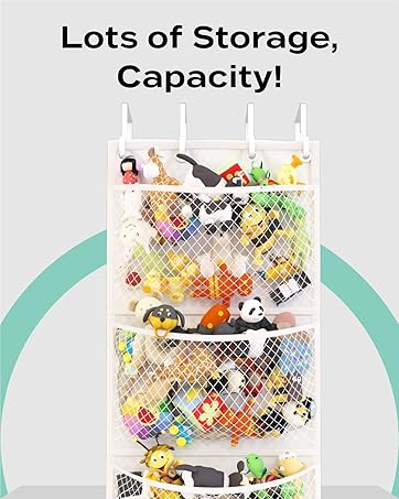 The Original Stuffed Animal Storage (Patented) - Over Door Organizer for Stuffies, Baby Ideas Holder, Toy Plush Hammock Hanging Net Big Girls Toddler Large Bag Animals Stuffy Behind