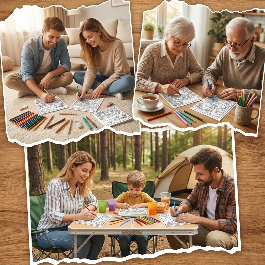 Kawaii Coloring Book - 5pcs Garden, Seaside days, Cozy Corner & Comfy Days Themes - Exquisite Illustrations with Clear Lines, Super-Sensitive Opaque Paper - Stress Relief, Relaxation, Fun for Teens, Adults & Seniors - Perfect Gift for Birthdays, Holidays