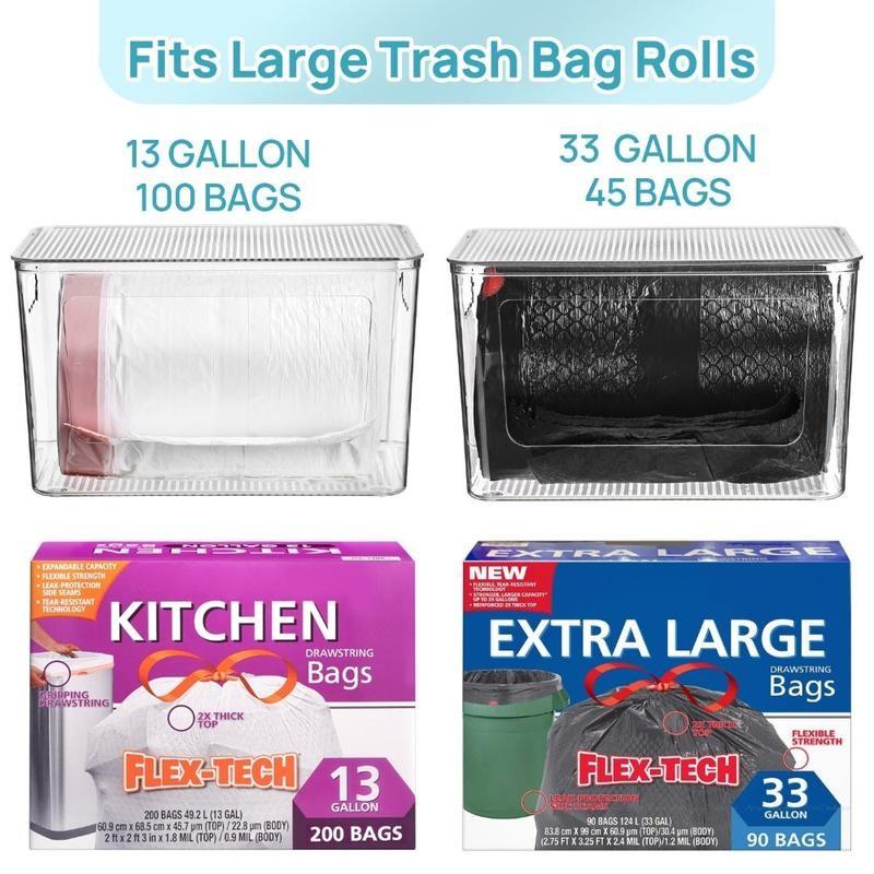 Transparent Storage Box, Stackable Trash Bag Dispenser for Kitchen Sink & Laundry Room, Durable Plastic Trash Bag Rack, Multifunctional Organizer, Durable Plastic Organizers