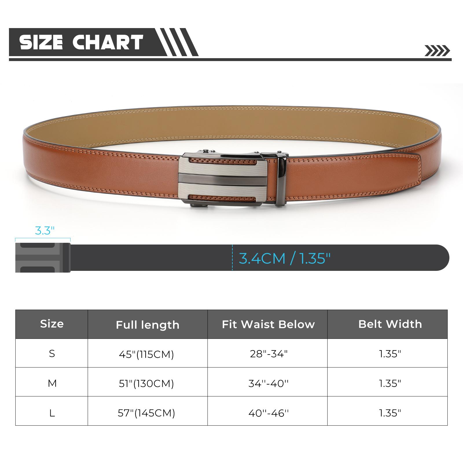 Father's Day Gift Ratchet Mens Belt Leather, Adjustable Quick Release Click Belts for Mens Jeans, Casual & Work