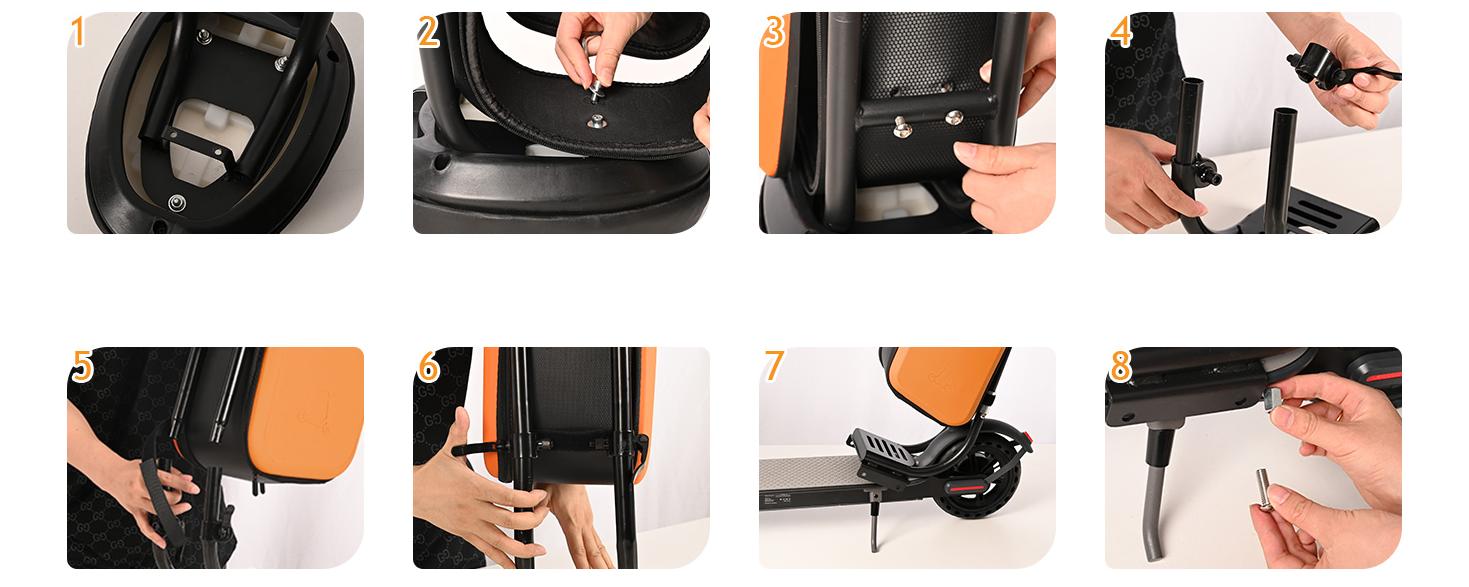 AOPO Electric Scooter Foldable for Adults Teens Commuting with Seat 8.5" Solid Tire 350W Motor 19 MPH 16 Miles Range 264LBS Load Aluminum Alloy SpringStatements