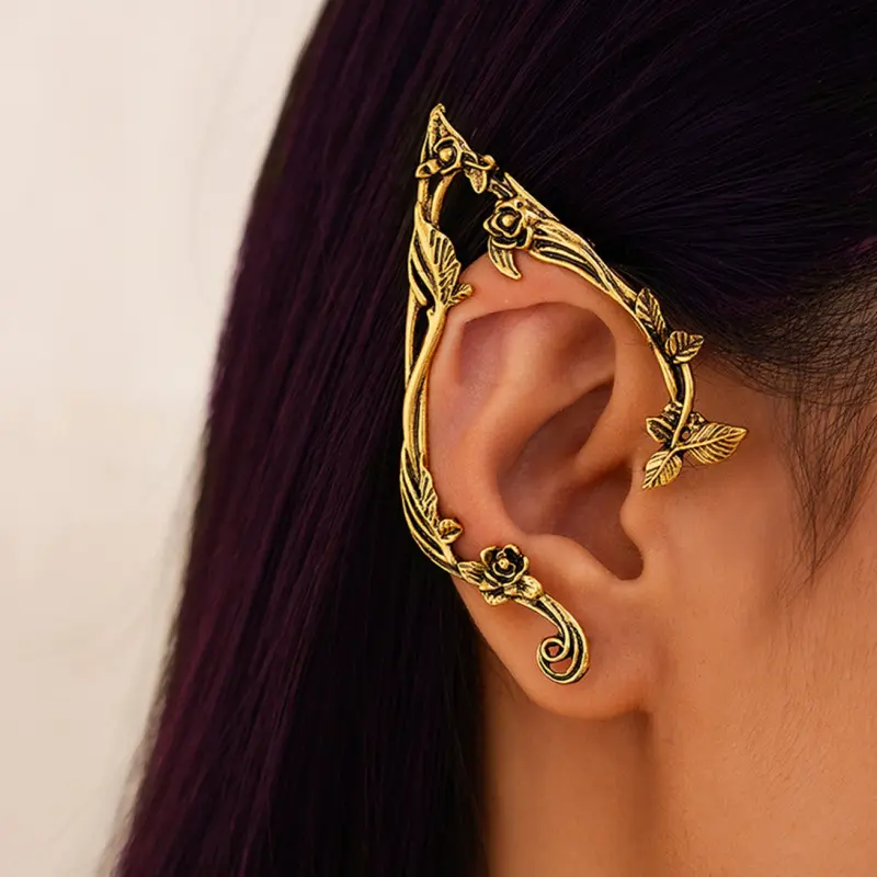 Irregular Eco-friendly Punk Edge Ear Cuffs, Stylish Geometric Rose Ear Ornaments, Ear Cuff,back to school,back to school haul