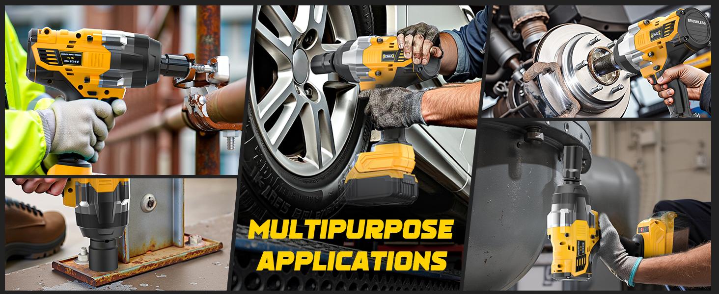 1700Ft-lbs (2300N.m) Cordless Impact Wrench 1/2" Compatible with Dewalt/Milwaukee Battery(No Battery!!),Brushless Impact Gun with 4 Modes & LED Light for CarTruck 1700Ft-lbs (2300N.m) Cordless Impact Wrench 1/2" Compatible with Dewalt/Milwaukee Battery(No Battery!!),Brushless Impact Gun with 4 Modes & LED Light for CarTruck