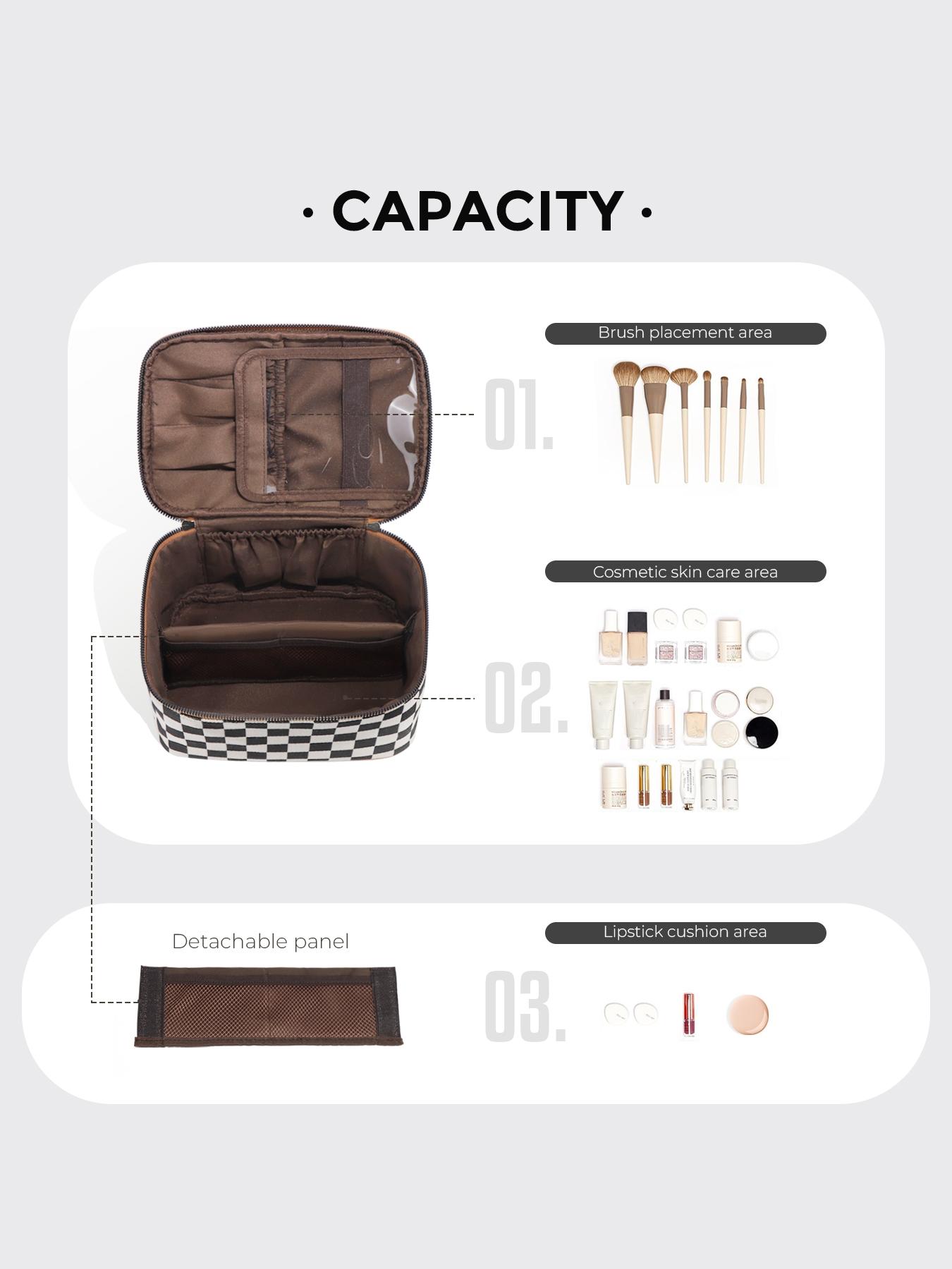 Large Capacity Cosmetic Bag, Portable Zipper Makeup Bag, Cosmetic Travel Bag with Zipper & Carry Handle, Toiletry Case Organizer Storage Pouch, Travel Cosmetic Bags