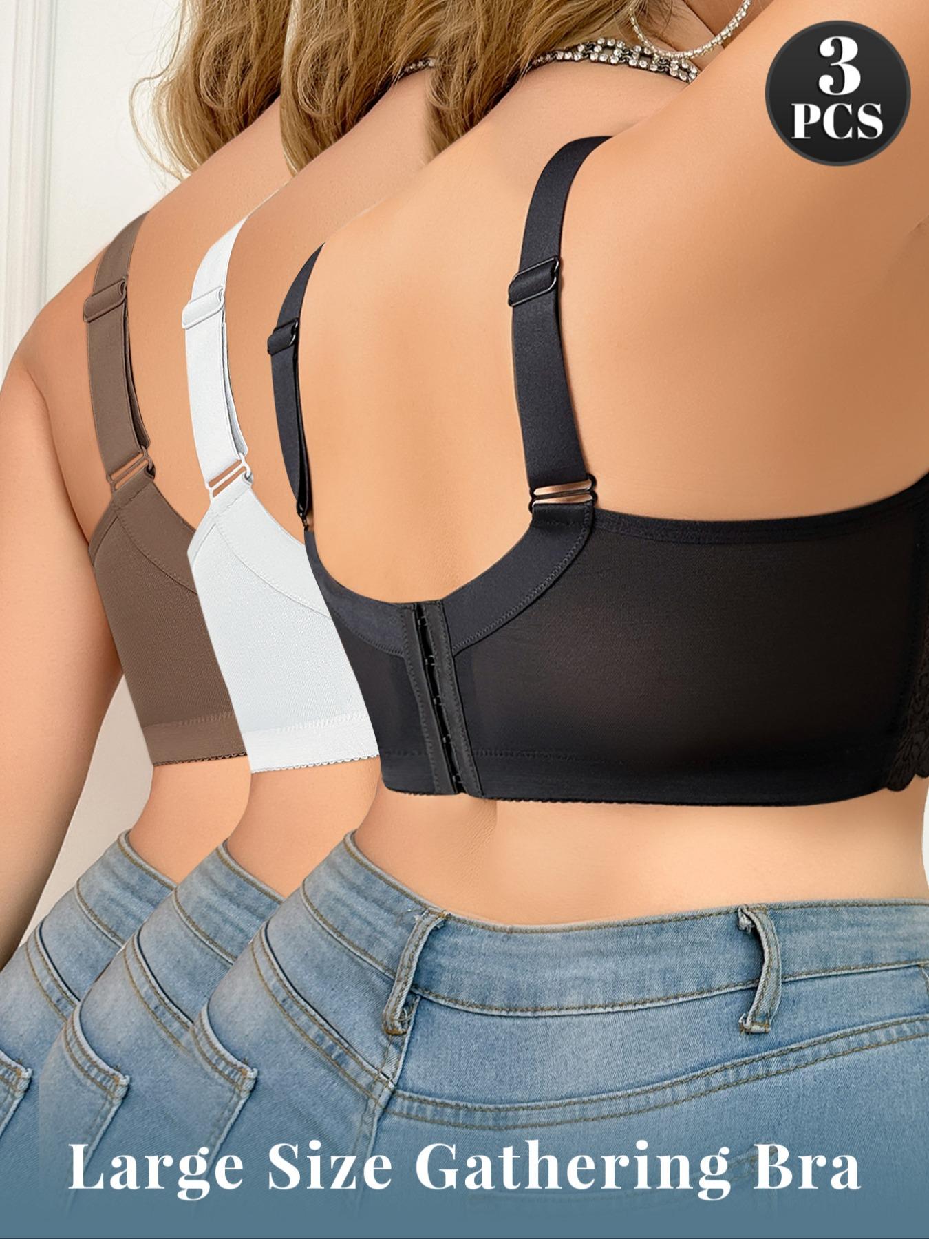 3-Pack Plus Size Bras for Women, Womenswear, Supportive Underwire Full-Coverage Push-Up Lingerie, Underwear, Anti-Sagging Comfortable Casual Sexy Everyday Bra for Daily Wear, Sports and Back to School Outfits