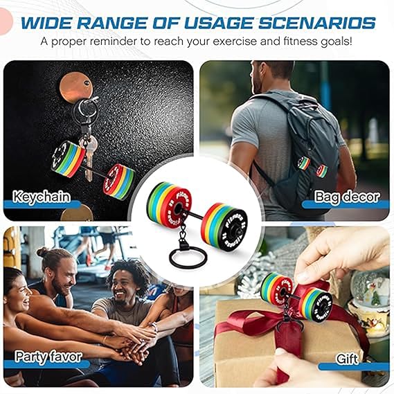 Mini Dumbbell Keychain, Fitness Weight Plate Keyring, Gym Lover Gift, Portable Bag Charm, Motivational Workout Accessory for Men Women