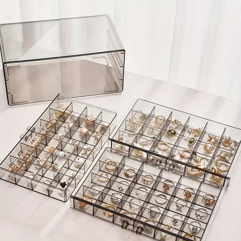 72-Slot Three-Tier Jewelry Box - Large Capacity Ring, Earring, and Necklace Organizer Display Tower