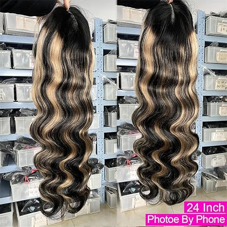 13x6 P1B/27 Highlight Blonde Body Wave Lace Front Wigs Black Blonde Highlight Human Hair Honey Blonde Colored 13x4 Lace Frontal Glueless Wigs Human Hair Pre Plucked with Baby Hair