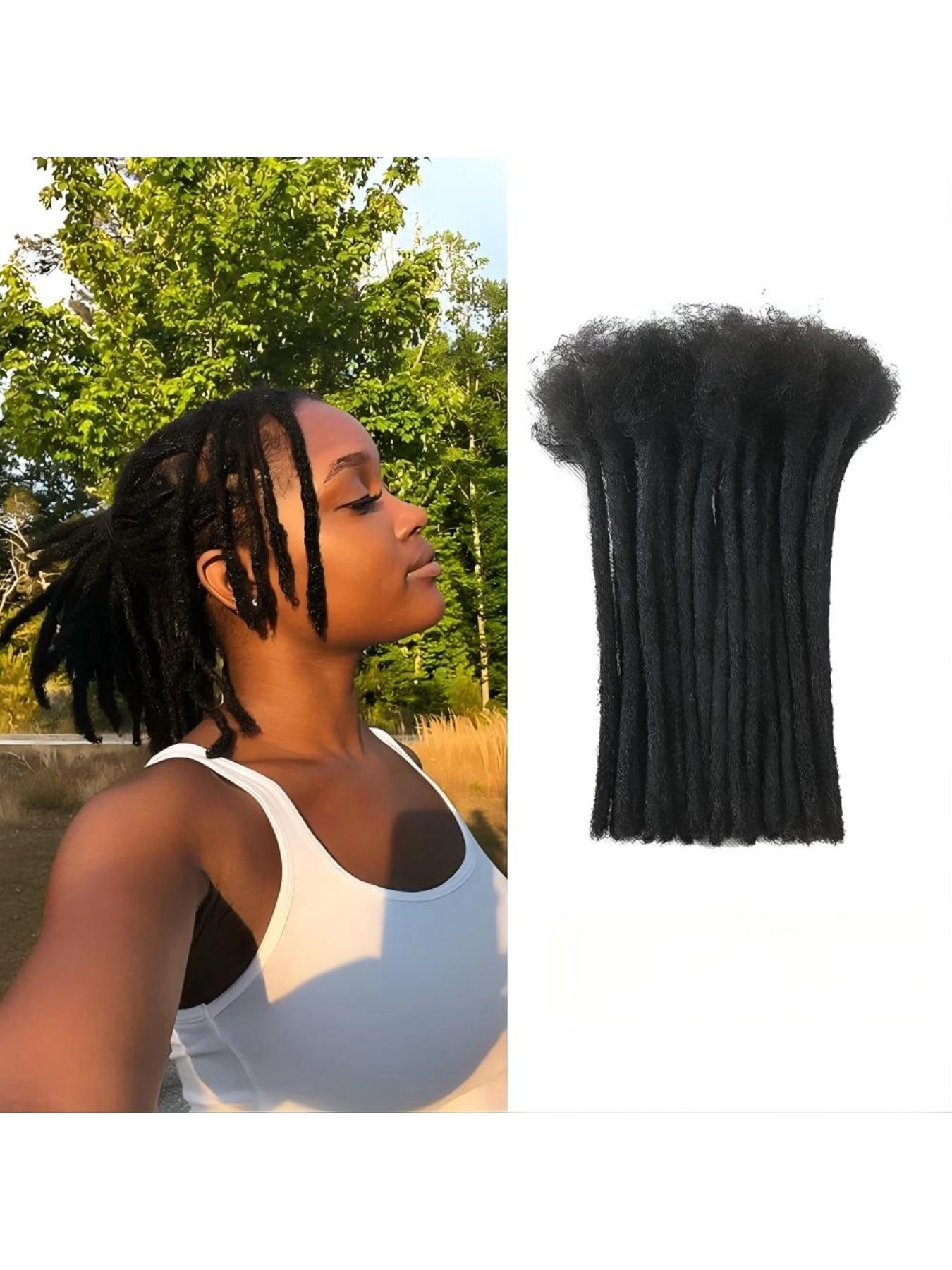 Dreadlock Extensions Human Hair 10-100 Strands 100% Full Handmade Permanent Loc Extension Human Hair for Women/Men/Kids Can Be Dyed Bleached Curled Twisted (0.6cm 1B, 4-16 Inch 10-100 Strands)