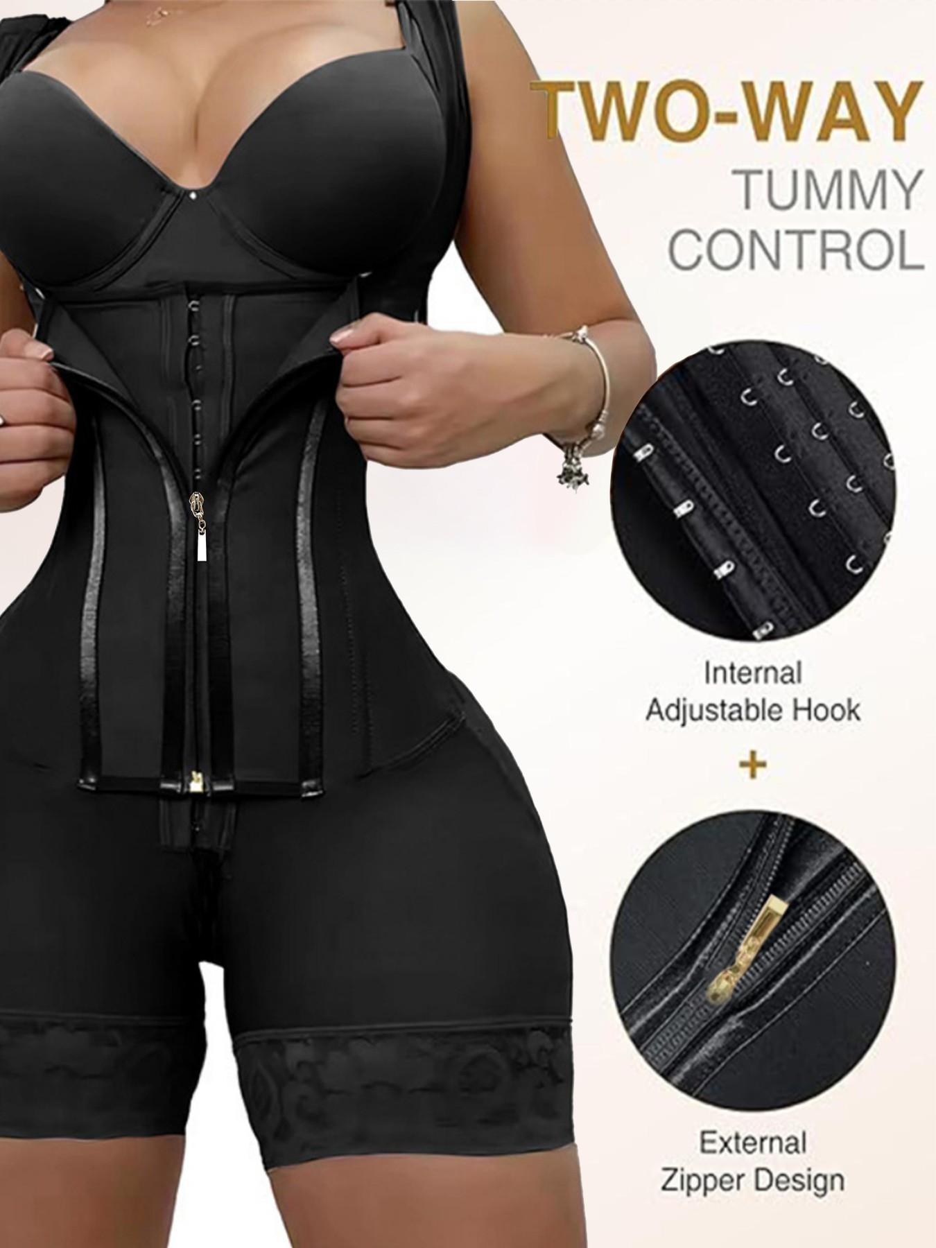 Colombian Faja Women's Compression Body Shapewear Bodysuit, BBL Fajas, Zipper Front, Push-Up Design, Adjustable, Postpartum Recovery, Versatile Use, All-Season Wear