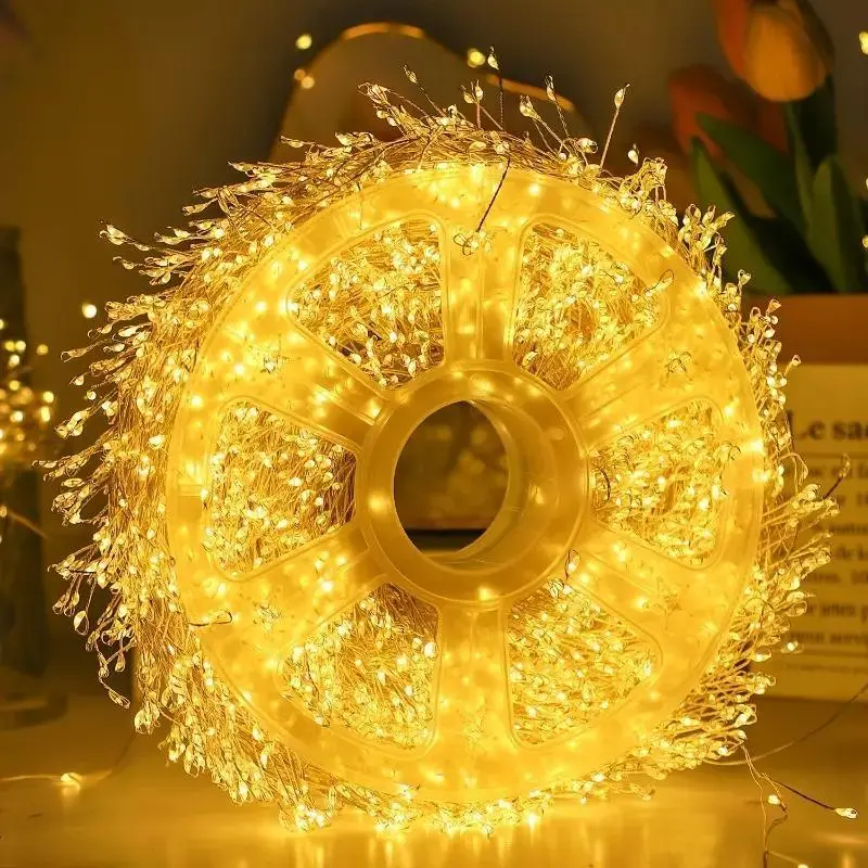 LED Firecracker Fairy String Lights, 65.6ft 600 LEDs / 164ft 1500 LEDs, USB Powered with Storage Reel, Warm White, White or Multicolor, With or Without Remote, Christmas Wedding Party Decorations
