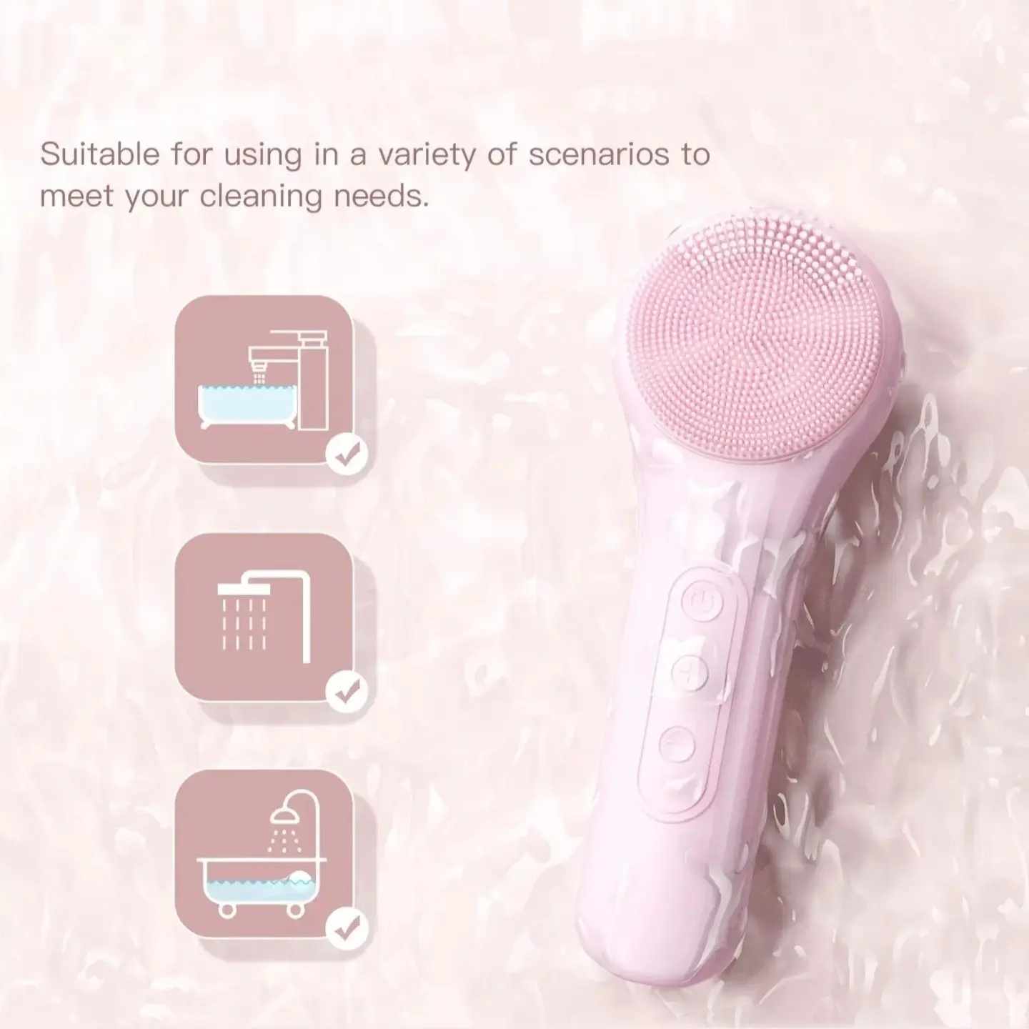 Electric sonic facial cleansing brush, facial cleanser tool, facial exfoliating brush, silicone purple brush for cleansing mousse, gentle facial cleansing tool, skin care tool, multiple colors available