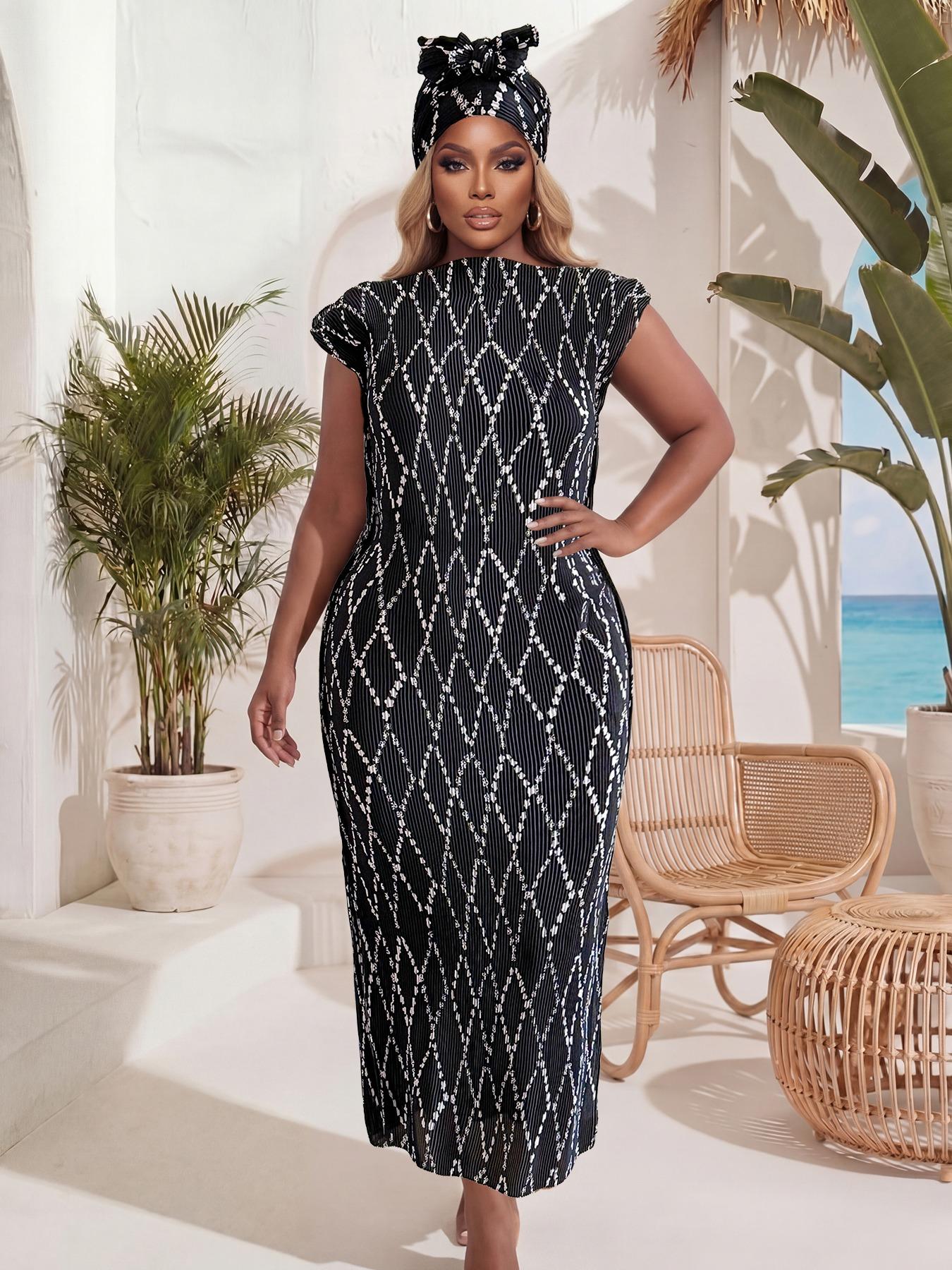 Elegant Ruffled Slim Fit Long Dress Set, Floral Print Shawl Scarf + Silk Ribbon, Women's Beach Sun Protection Wrap, All Seasons