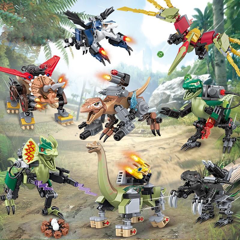 TOOUEE 1 PC Random Mechanical Dinosaur Building Blocks Set, Plastic Constructible Model Kit for Dino Fans & Collectors, Desktop Display Decor, Compatible with Most Major Brands, Great Gift for Birthday Christmas Halloween