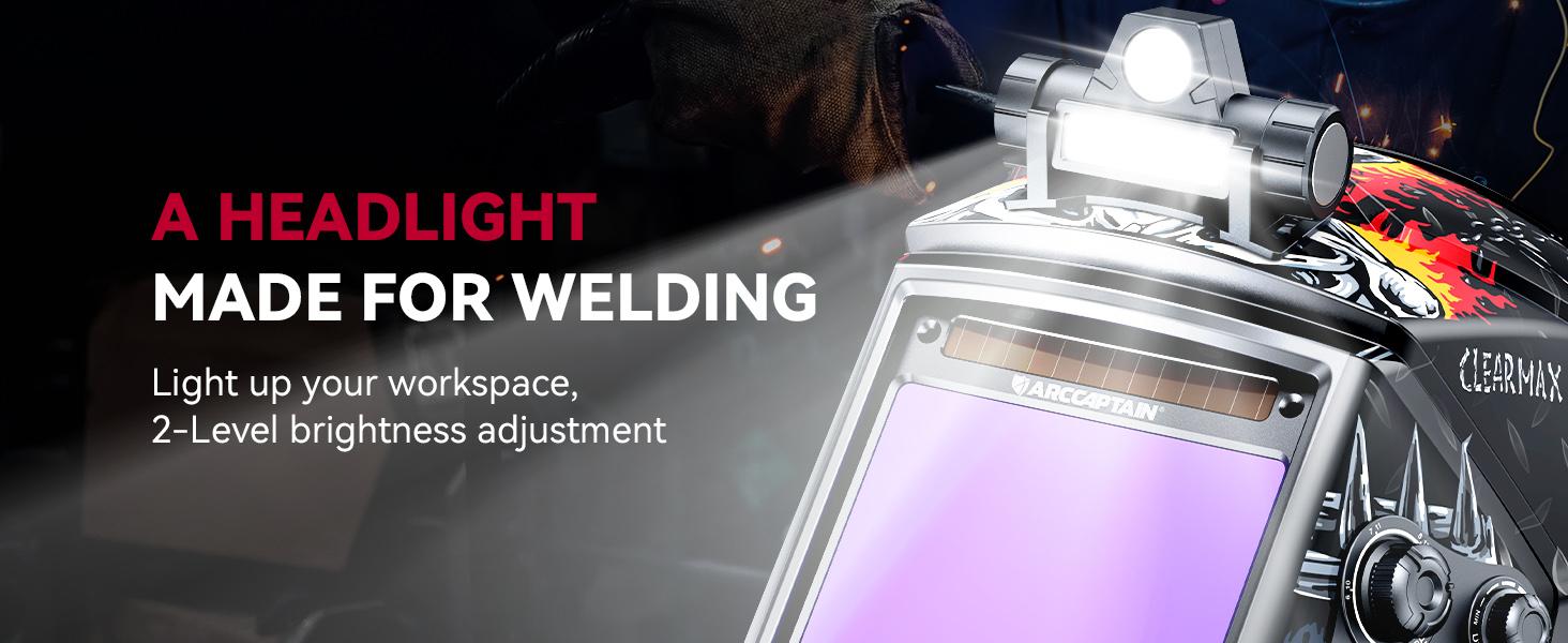 ARCCAPTAIN 3.94" x 3.66" Auto Darkening Welding Helmet, Solar Powered True Color Welding Hood, 1/1/1/1 Top Optical Clarity Welder Helmet, 4 Arc Sensor Wide Shade 4/5-9/9-13 for Stick MIG TIG Cut