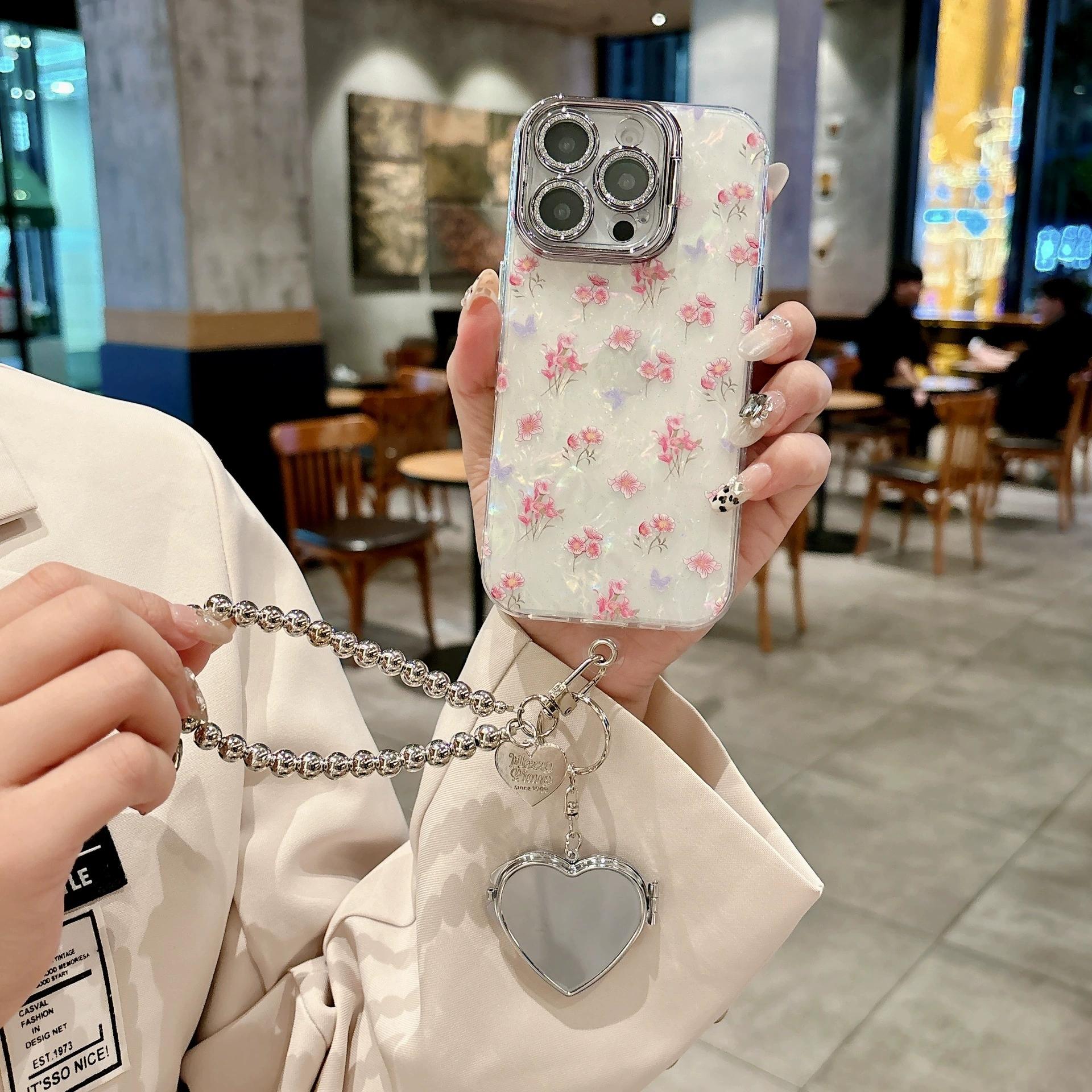 Compatible With S26/S25Ultra/S24/S23/S22 ,For iPhone 16 Pro Max/15/14/13/12,For Moto Razr 60 Ultra/50 Ultra/ 50/60  shell patterned small floral pattern lens film all inclusive protective Case HN7127