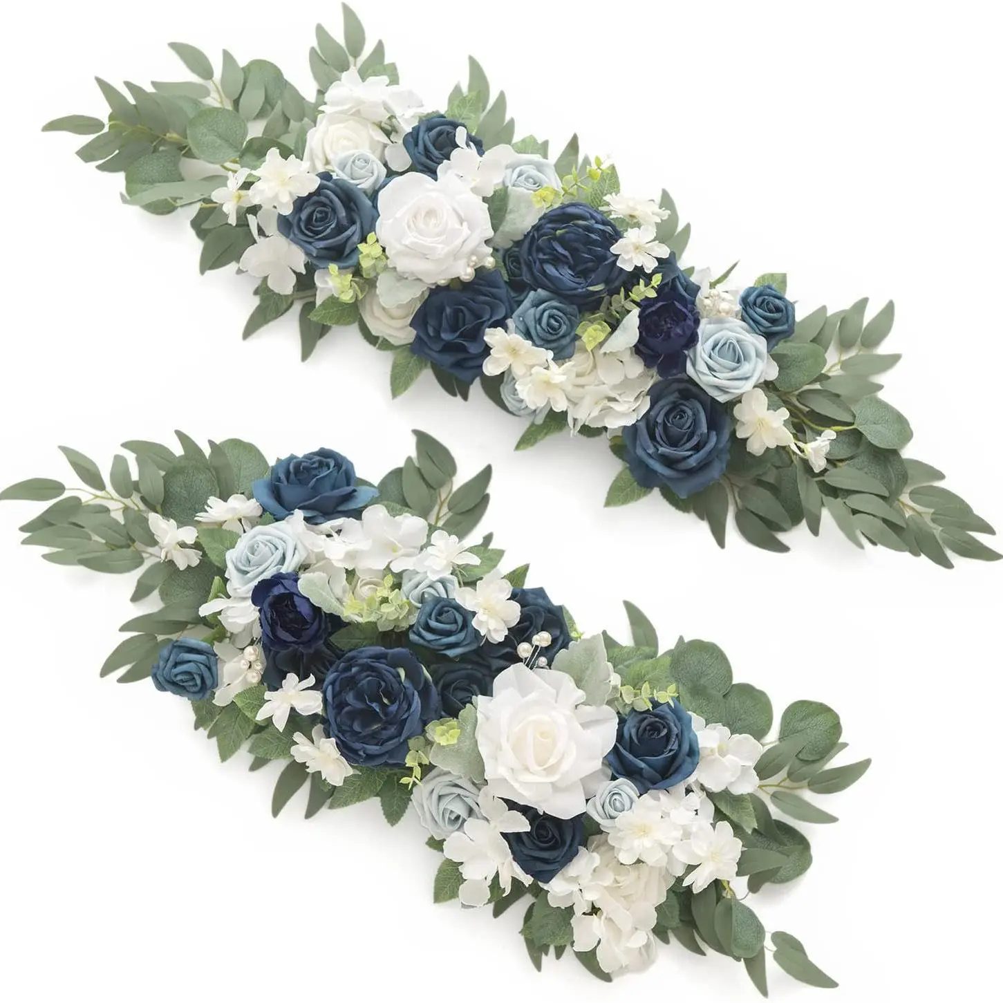 3-Dimensional Artificial Flowers Indoor Set (2-Piece) - Decorative Florals with Curved Bracket, Floral Decor for Wedding Ceremony Backdrop Arch, Table Decorative Box, Home Supplies