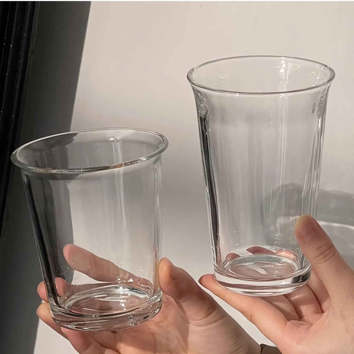 4-Pack High Borosilicate Glass Cups, Glass Beverage Cups, Hot & Cold Drinking Glasses for Coffee, Milk & Juice, Elegant Transparent Drinkware Set