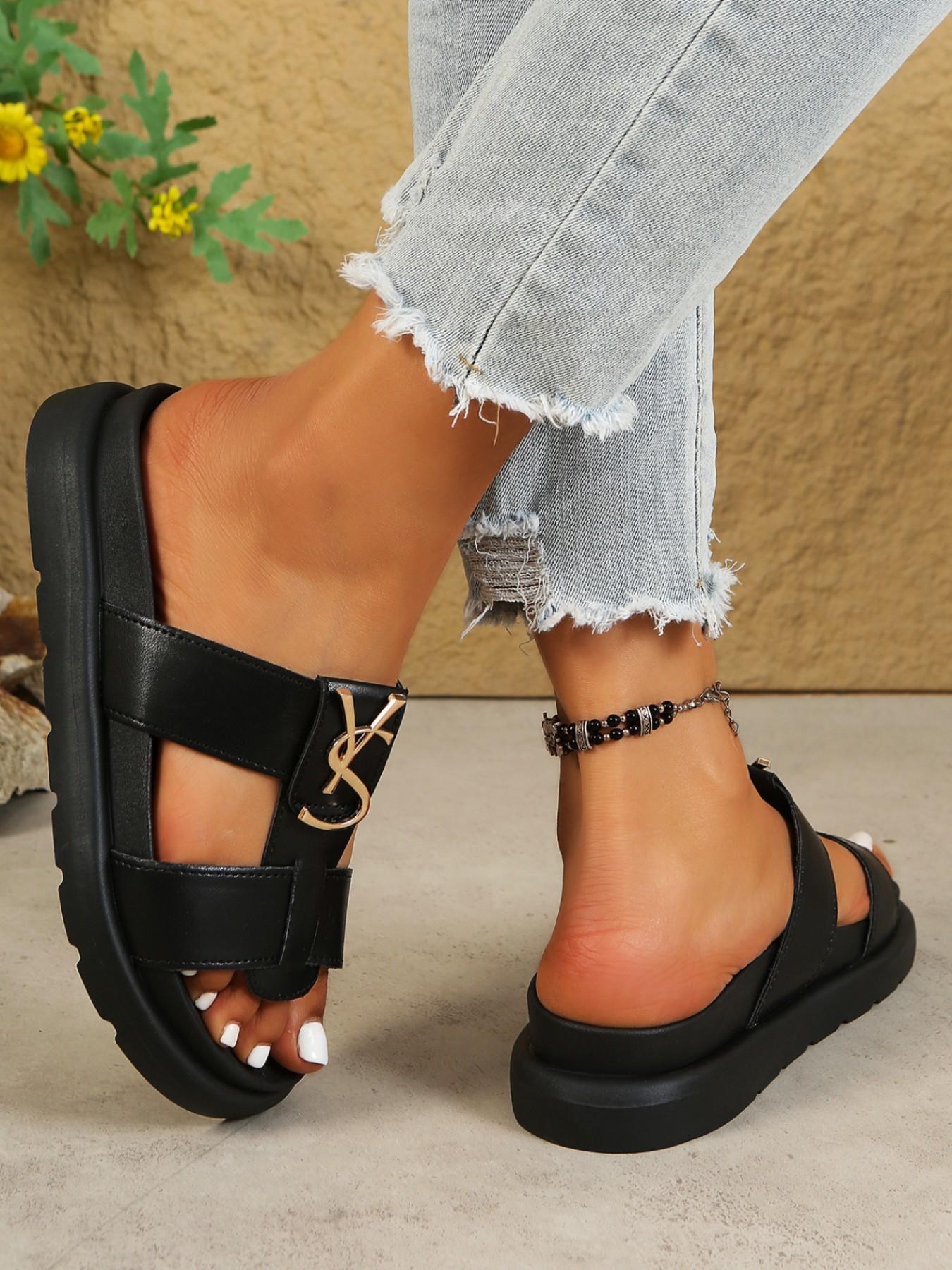 Women's Comfortable Slip-On Sandals, Dual Strap Design, Thick Sole, Casual Daily Wear, Easy On/off, Simple Style, Perfect for Everyday Use