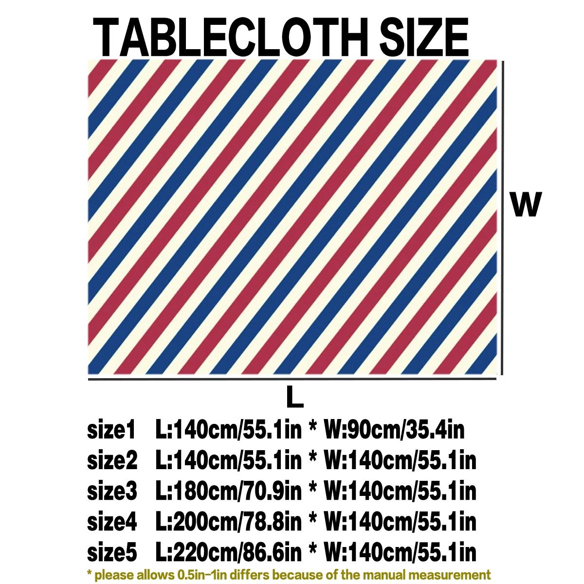 Blue Striped Tablecloth, Polyester, Washable, Kitchen Dining Outdoor Picnic Garden Party Decor