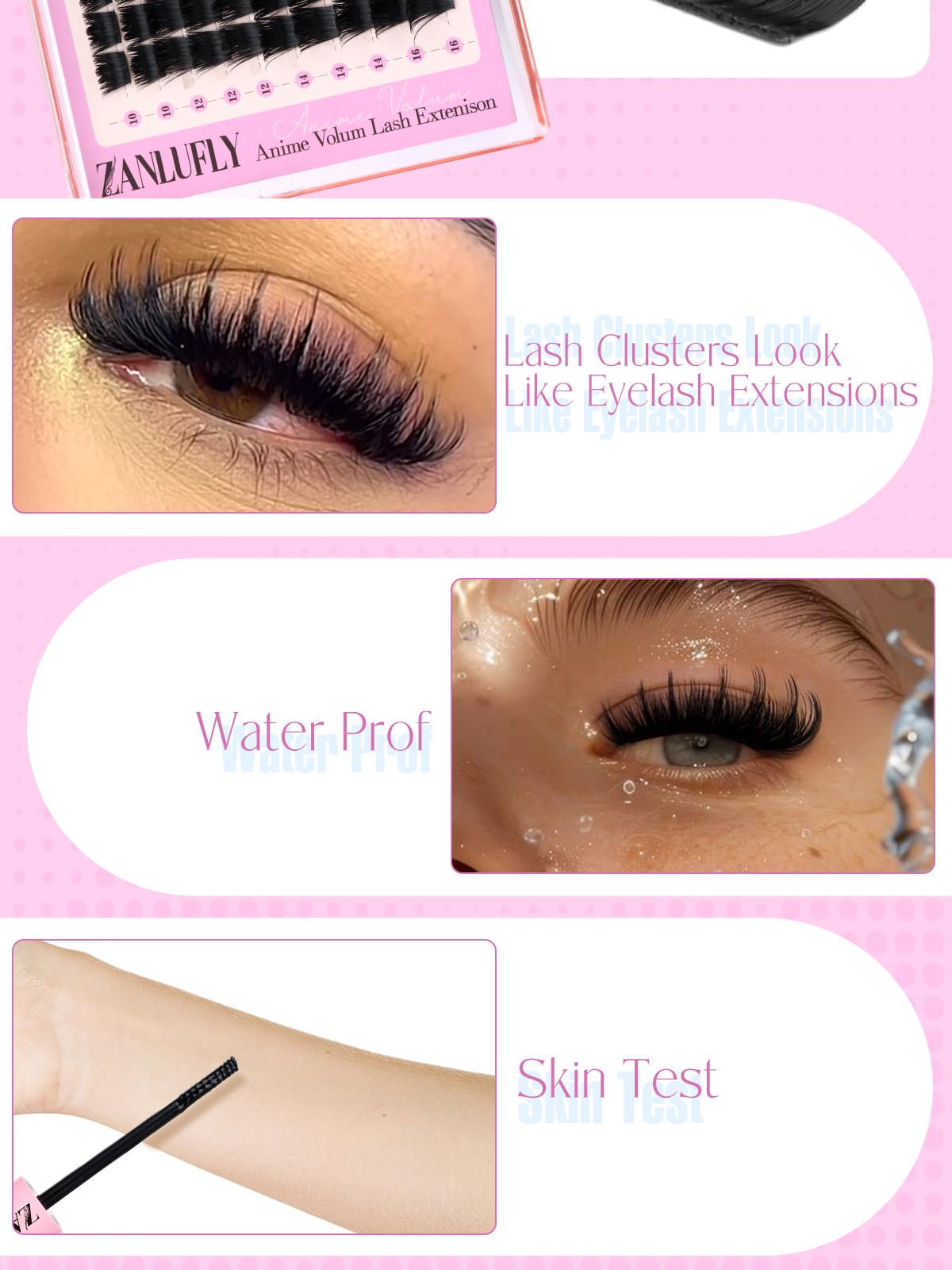 zanlufly Lash Clusters KIt D Curly Lash Extension Kit Volume Thick Eyelash Extension Kit Individual Lashes Kit  TikTokShopBlackFriday