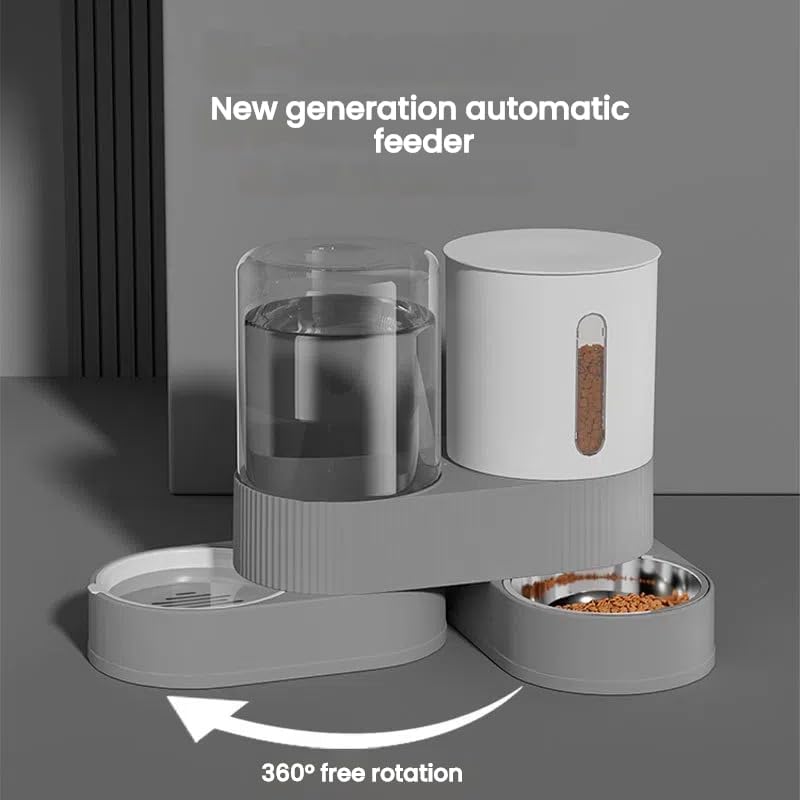 New Automatic Cat and Dog Feeder & Water Dispenser Combo Dog Bowl and Cat Bowl Two-in-One Water Dispenser Stainless Steel Bowl