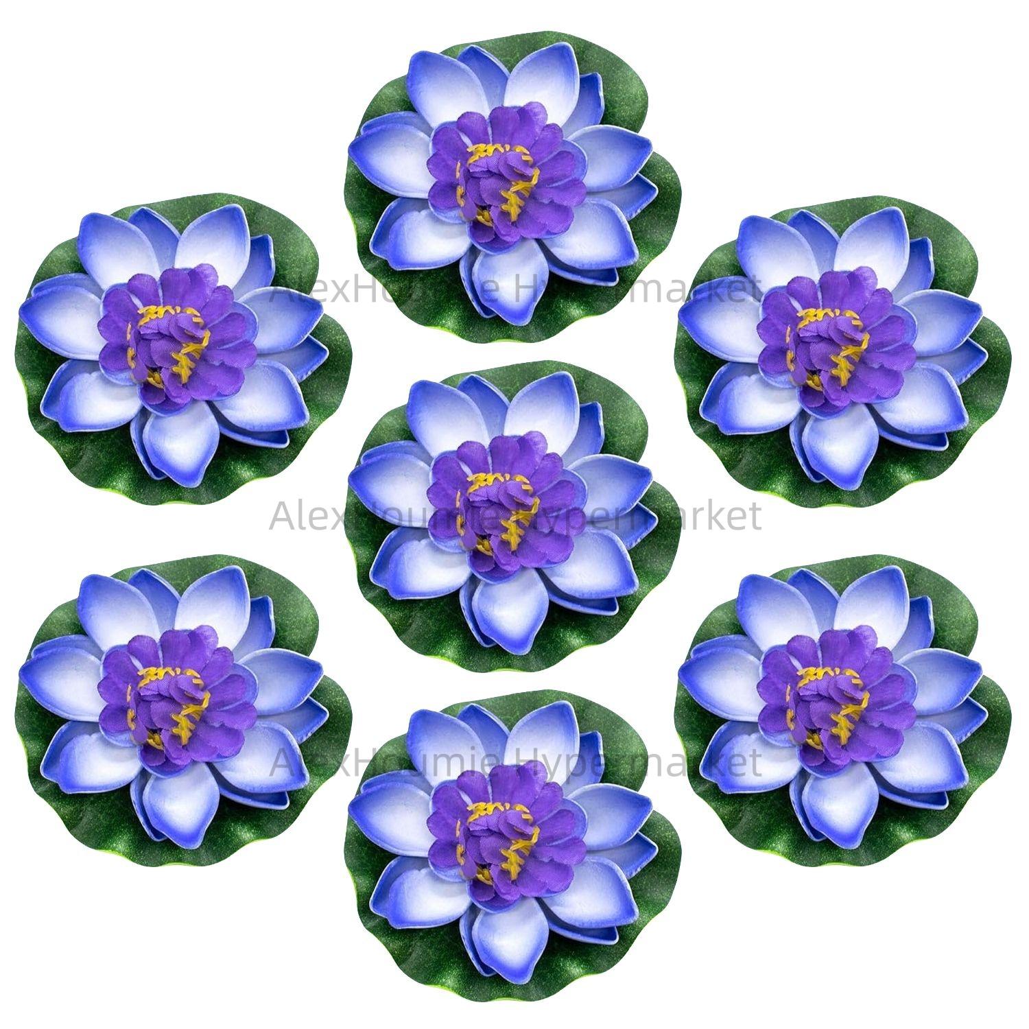 7 PCS Artificial Floating Foam Lotus Flower with Water Lily Pad Lifelike Ornament Perfect for Home Garden Pond Decor Decorations