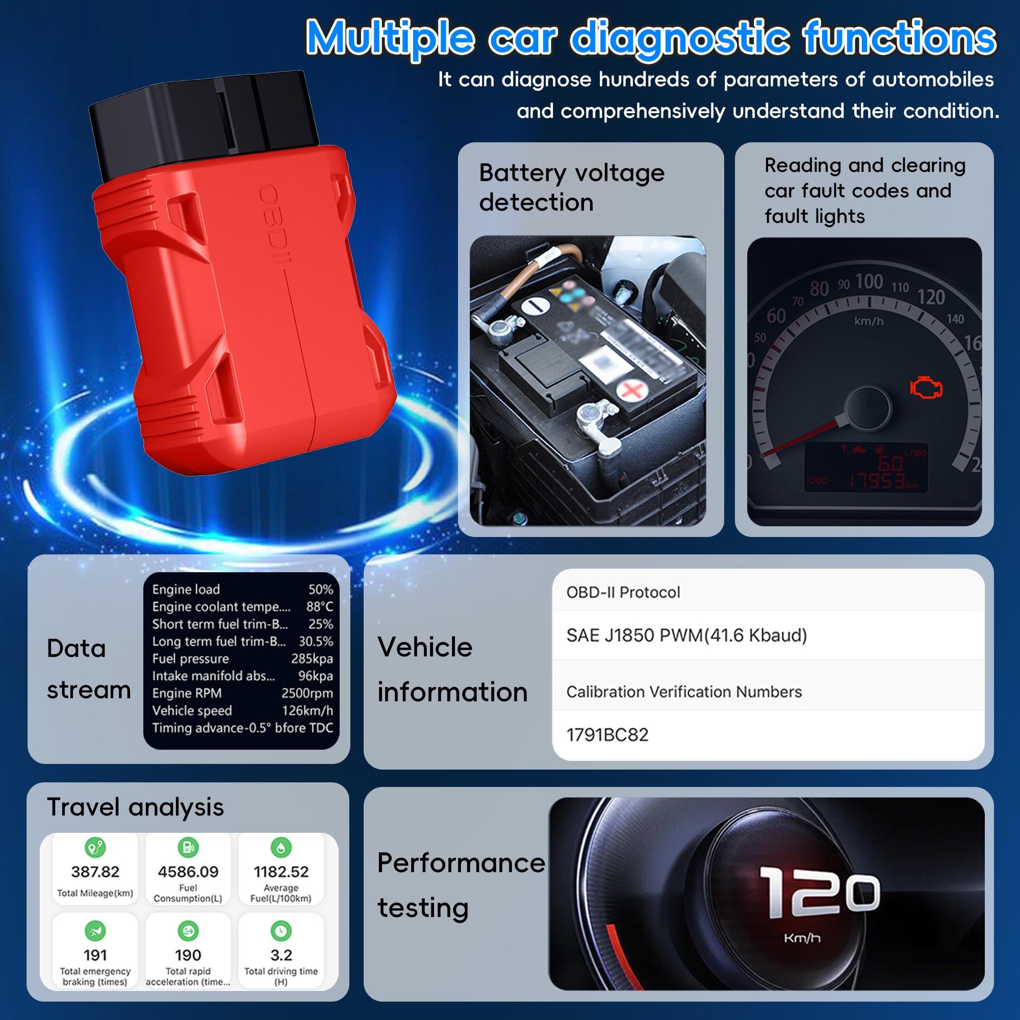 Wireless Obd2 Scanner, Bluetooth-compatible Dual-Direction Full System Automotive Diagnostic Tool, Compatible with iOS and Android, Car Code Reader