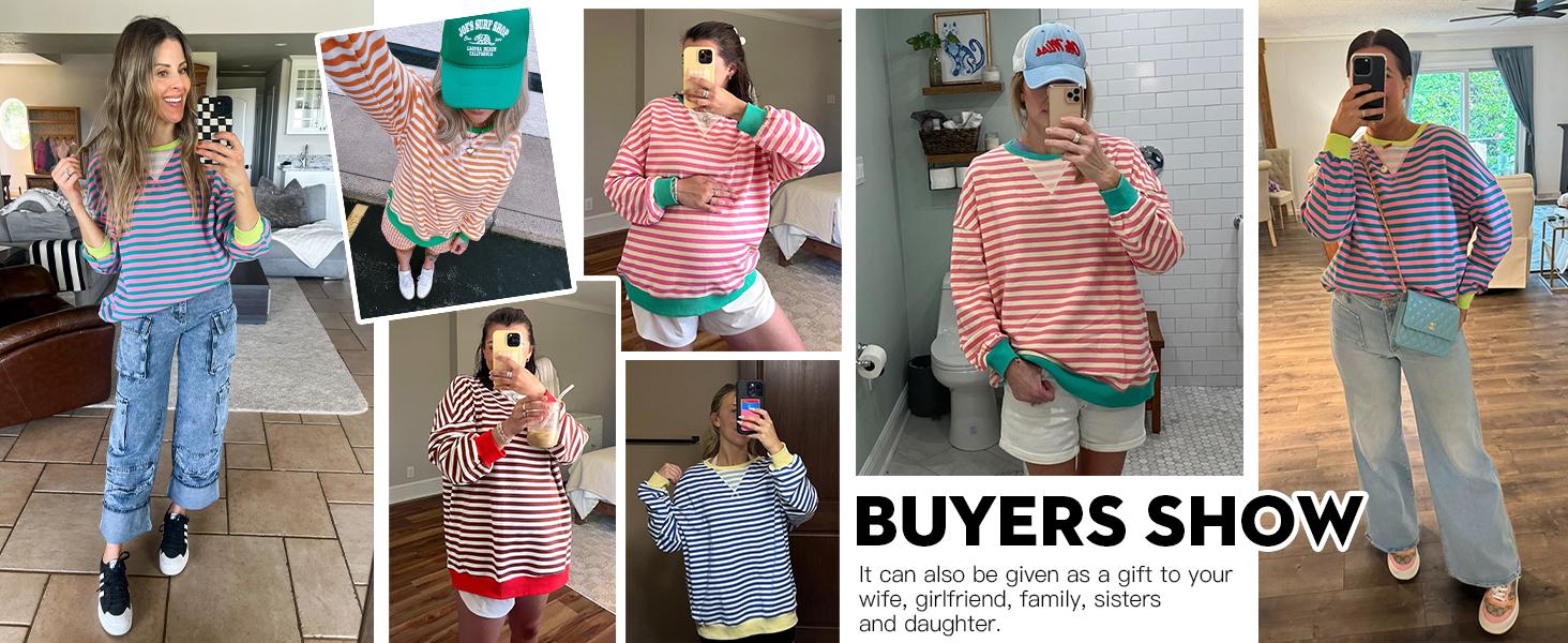 FISOEW Womens Striped Oversized Sweatshirt Color Block Crew Neck Long Sleeve Shirt Casual Loose Pullover Top Y2K Clothes Cotton Womenswear parke mockneck essential graphic cute winter outfits Hoodie Skinny bistro hoodie ditch masked hoodie graphic hoodies FISOEW Womens Striped Oversized Sweatshirt Color Block Crew Neck Long Sleeve Shirt Casual Loose Pullover Top Y2K Clothes Cotton Womenswear parke mockneck essential graphic cute winter outfits Hoodie Skinny bistro hoodie ditch masked hoodie graphic hoodies