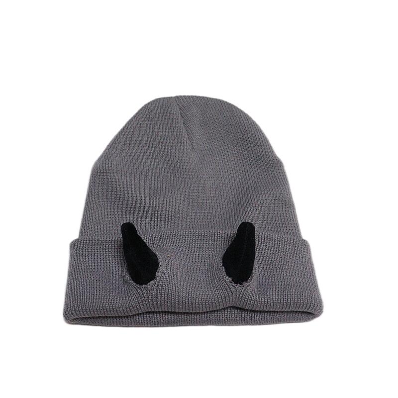 Unisex Reversible Knit Beanie Skull Cap - 1 Pack Soft Stretch Acrylic Warm Winter Headwear with 3D Devil Horns, Multi Color Options, Streetwear Style, Ideal for Halloween Cosplay, Outdoor Skiing