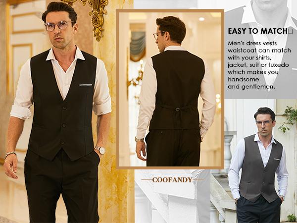 COOFANDY Men's Suit Vest Slim Fit Formal Dress Waistcoat Casual Business Vests for Suit or Tuxedo Beige Elegant COOFANDY Men's Suit Vest Slim Fit Formal Dress Waistcoat Casual Business Vests for Suit or Tuxedo Beige Elegant
