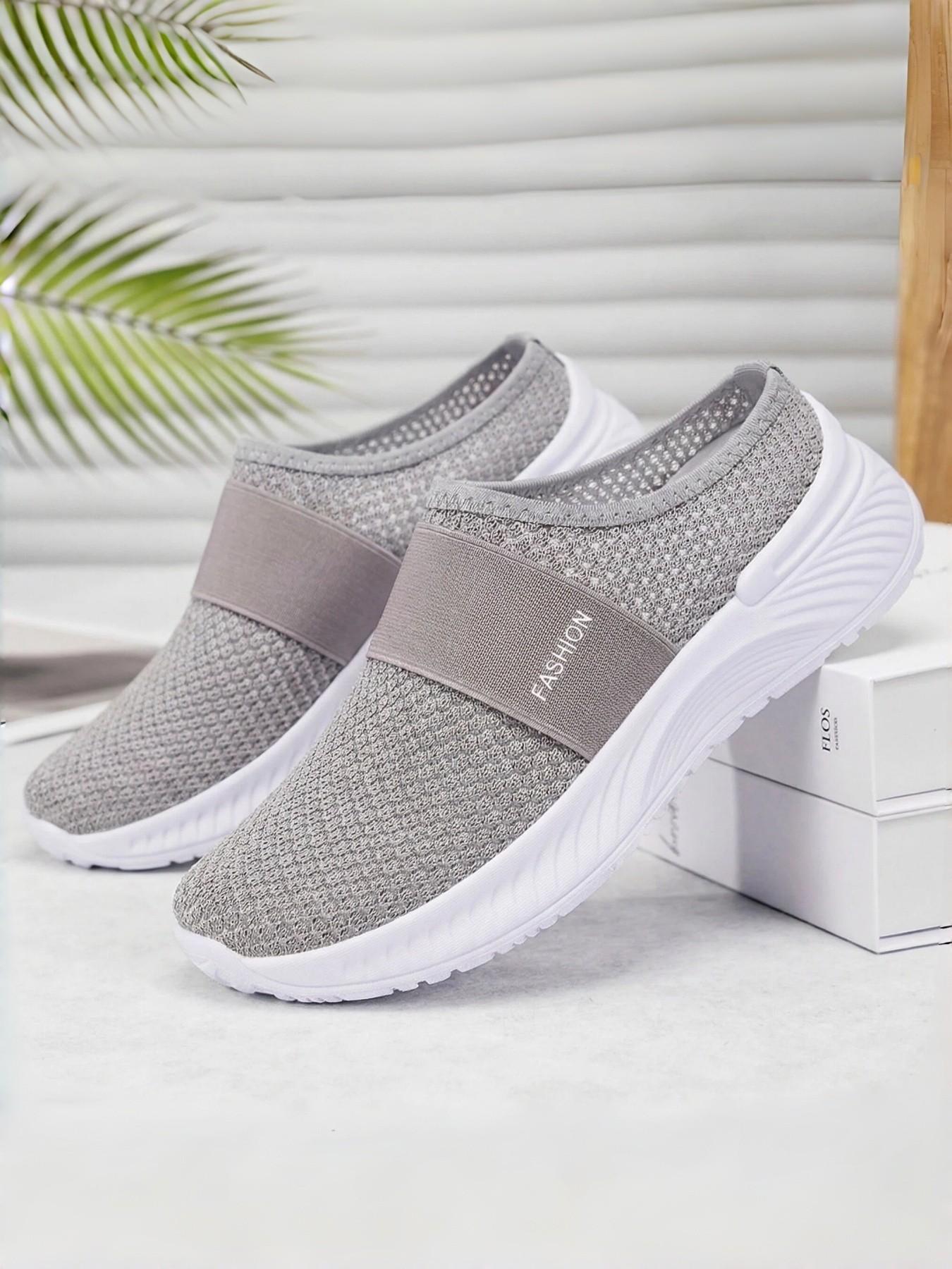 Women's Slip-On Mules for All Seasons, Breathable Mesh Upper, Anti-Slip Thick Sole, Fashion Casual Sandals, Comfortable Walking Shoes