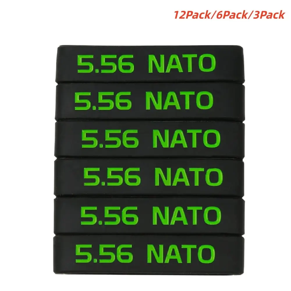 12/6/3 Pack 5.56 NATO Magazine Silicone Marking Bands, Multiple Packs, Magazine Caliber Identification, Quick Reference, Mag Bands, NATO Standard, Reliability