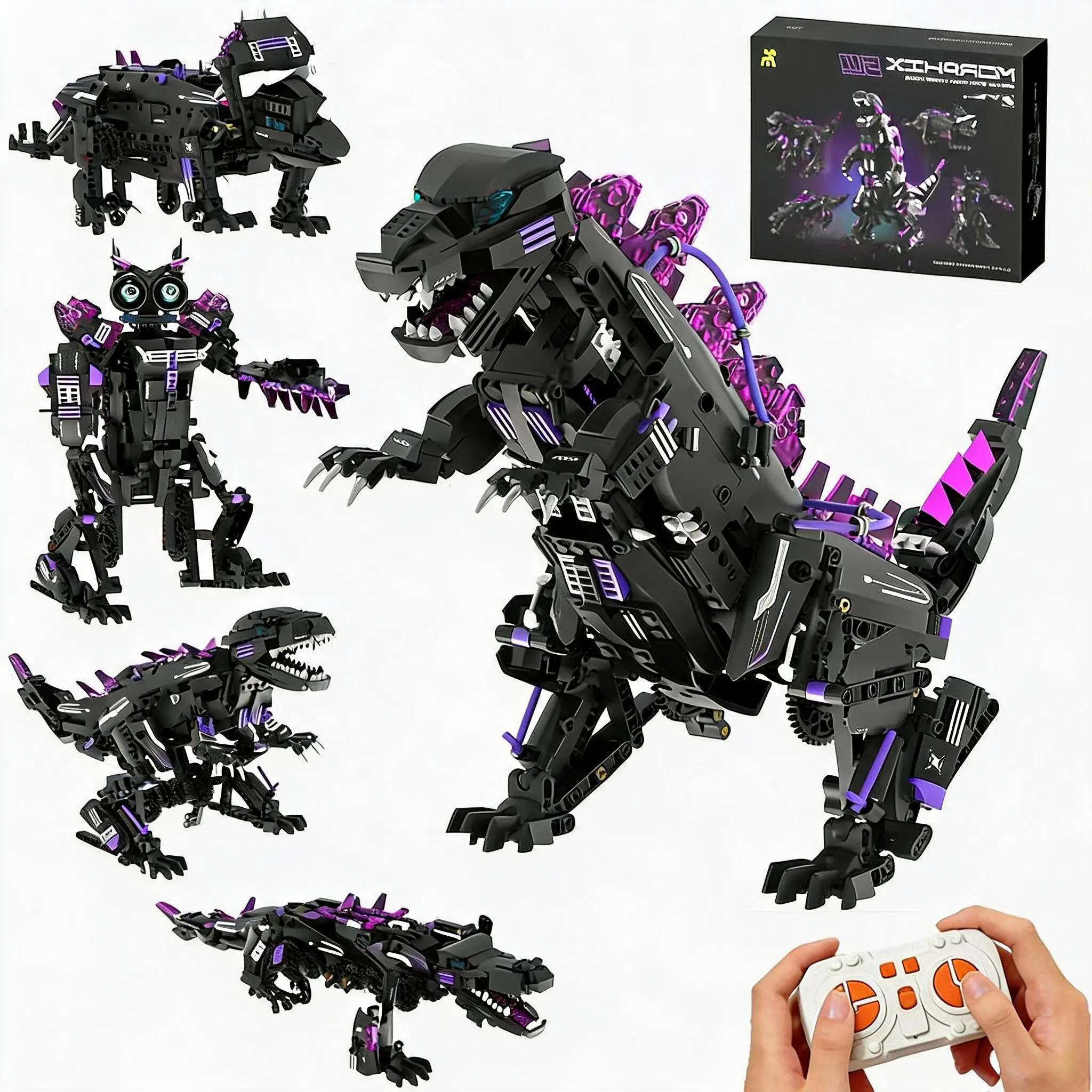 5-in-1 Transformable Robot Dinosaur Building Set, STEM DIY Building Blocks with App & Remote Control, Educational Science Toy for Kids Ages 8+  The best gift for kids
