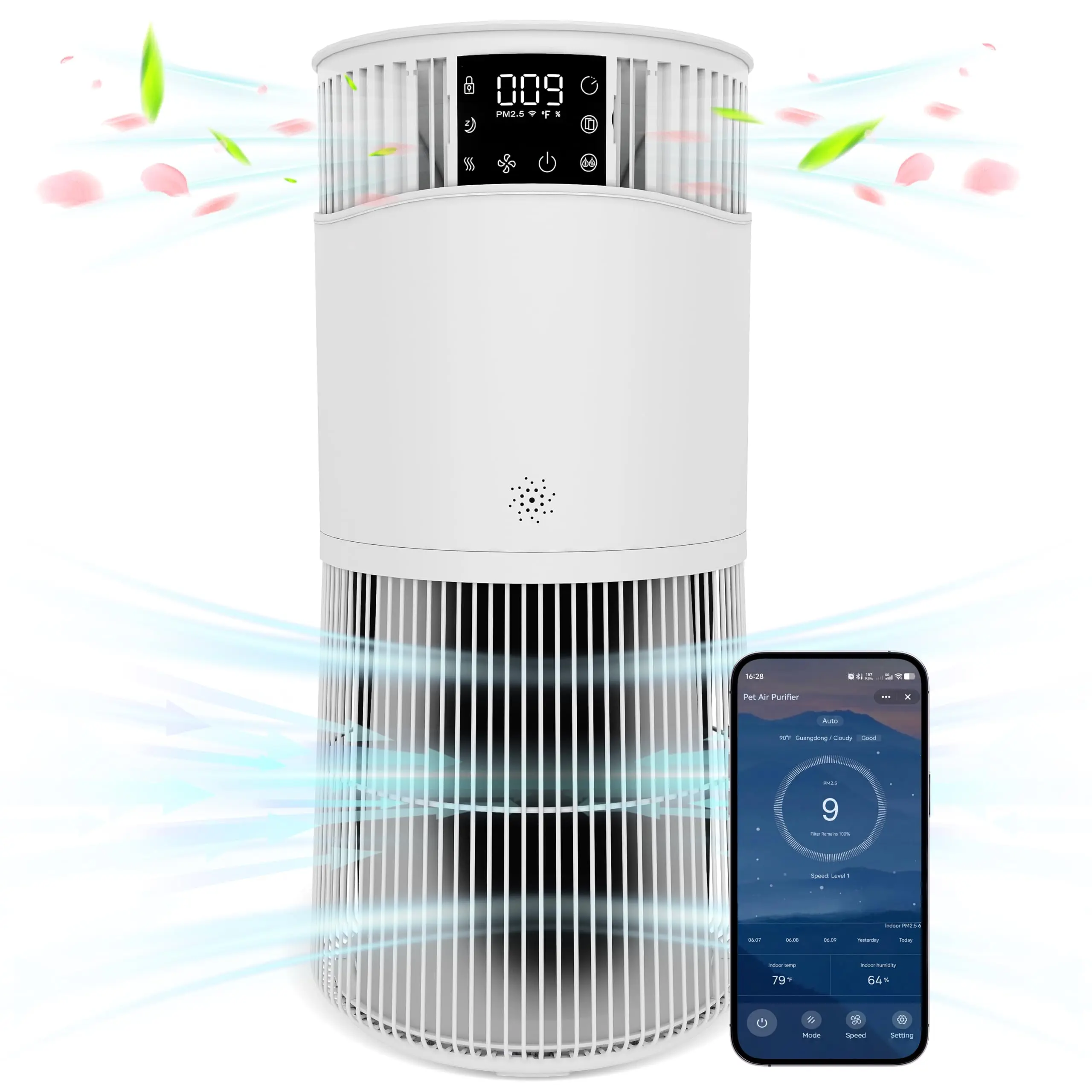 Smart True HEPA Air Purifier for Bedroom & Large Rooms up to 3500 Sq Ft - CADR 490 m³/h, H13 HEPA + Carbon - Ultra-Quiet Sleep Mode, Aromatherapy - WiFi App Control