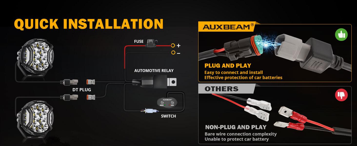 AUXBEAM V-ULTRA Series 5 Inch White Amber Side Shooter LED Pod Lights With Amber DRL IP68 Waterproof Offroad Jeep SUV Pickup Bar 172W LED Work Light