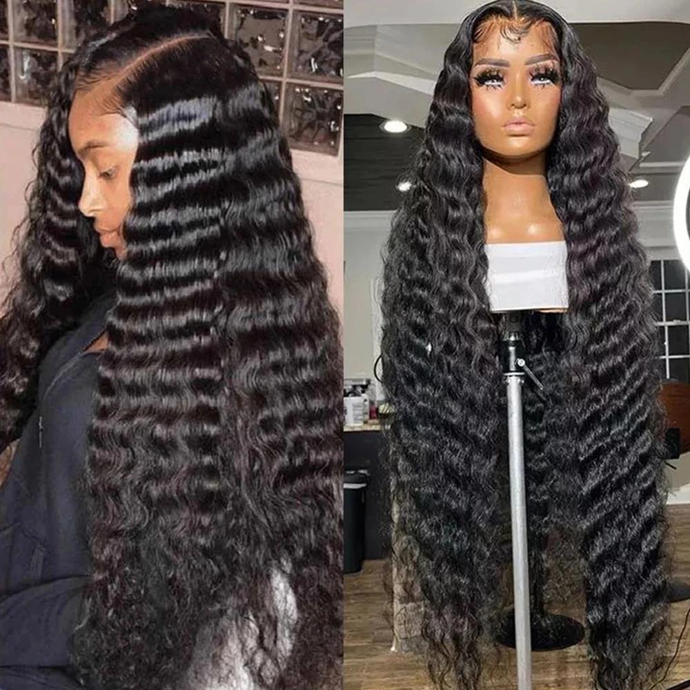 Bling Hair Deep Wave Lace Frontal Wig Transparent 13x4 13x6 HD Lace Frontal Human Hair Wigs Curly Human Hair Lace Frontal Wigs For Women #SummerVibes