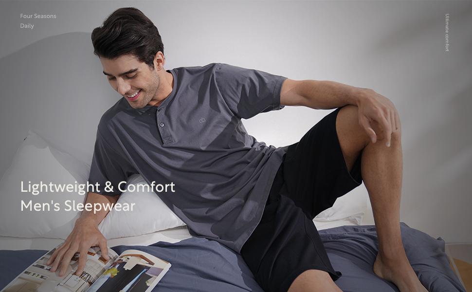 David Archy Mens Sleep Shorts Bamboo Rayon Lounge Bottoms Soft Comfy Cooling Pajama Wear Pants in 2 Pack for FathersDayGift Loungewear