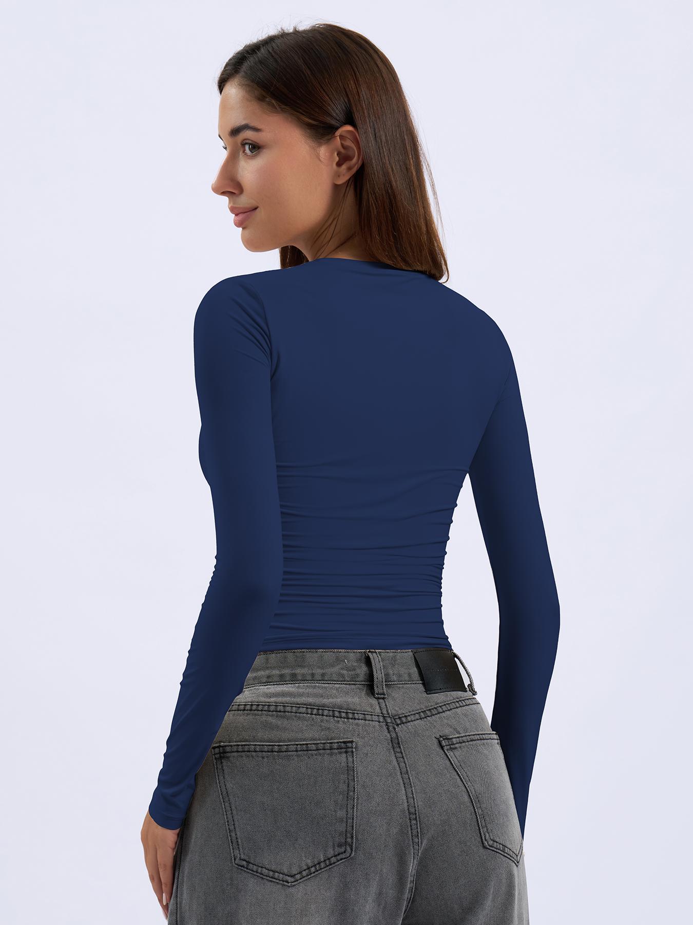 Women's Quick-Dry Long Sleeve Yoga Top, Tight-Fitting Sports Shirt for Pilates Running Fitness Gym Wear, Comfortable Activewear