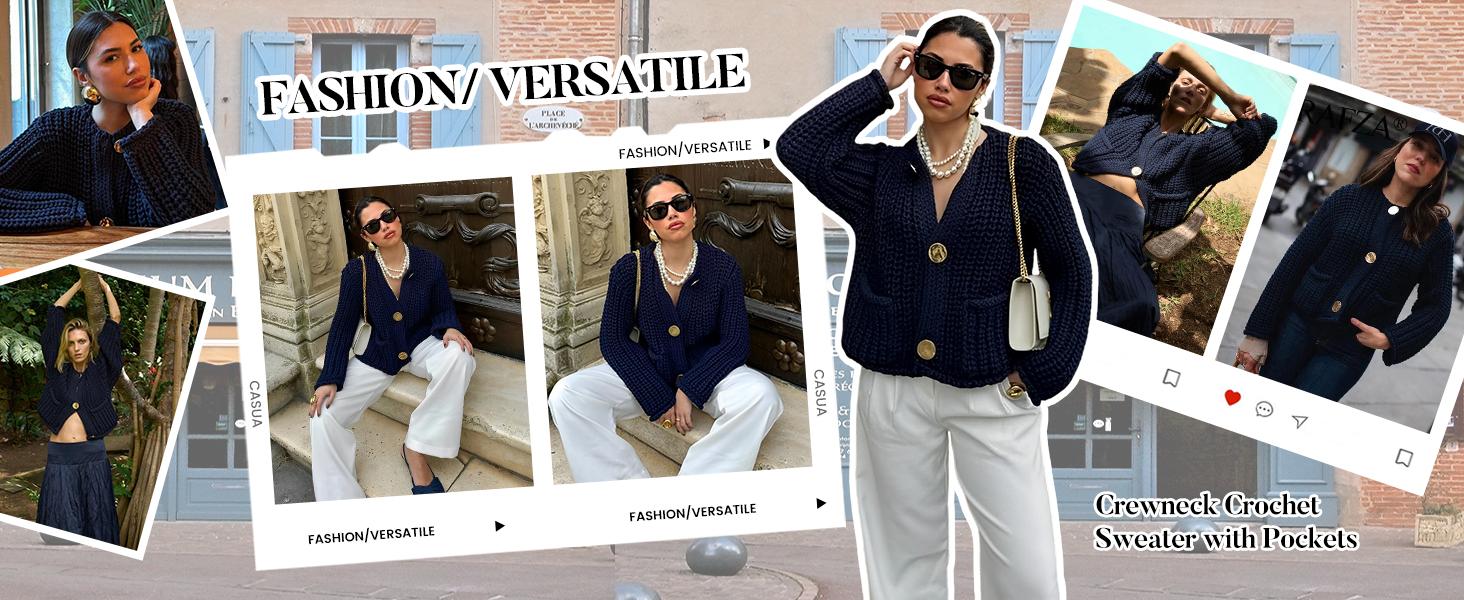 Molitree Women's Cropped Button Long Sleeve Sweater Chunky Knit Sweater Knitwear Cardigan