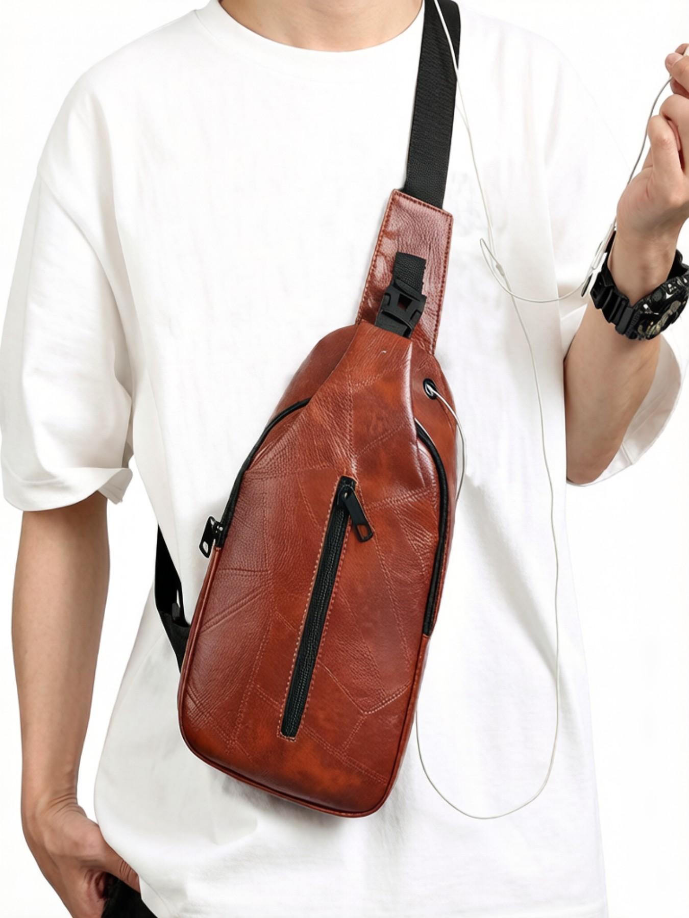 Essential Chest Bag Organizer, Sleek PU Leather Sling Crossbody Pack, Versatile Travel & Concert Gear, Spring Style 2026, TikTok Made Me Buy It.