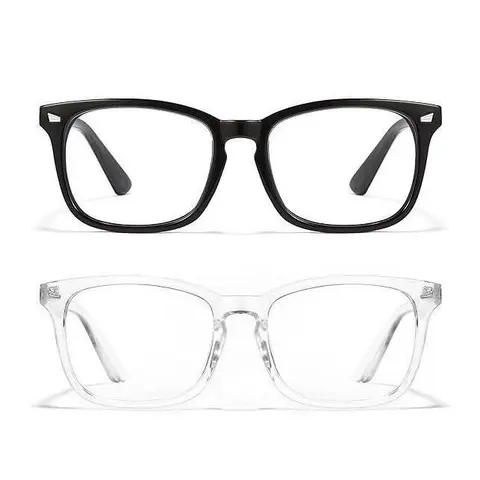 Unisex Blue Light Blocking Square Glasses, Full Rim Polycarbonate PC Frames, Non-Prescription Comfortable Gaming & Daily Eyewear