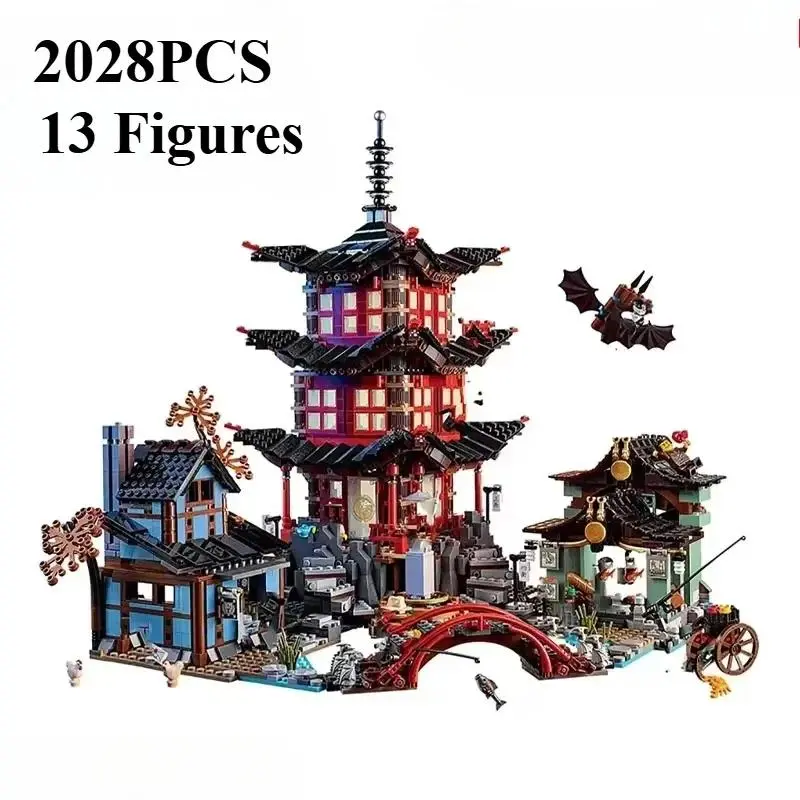 2028PCS Ninja Series Temple of Airjitzu Building Blocks With 13 Figures Street View Assemble Bricks Toy Gift For Children Kids