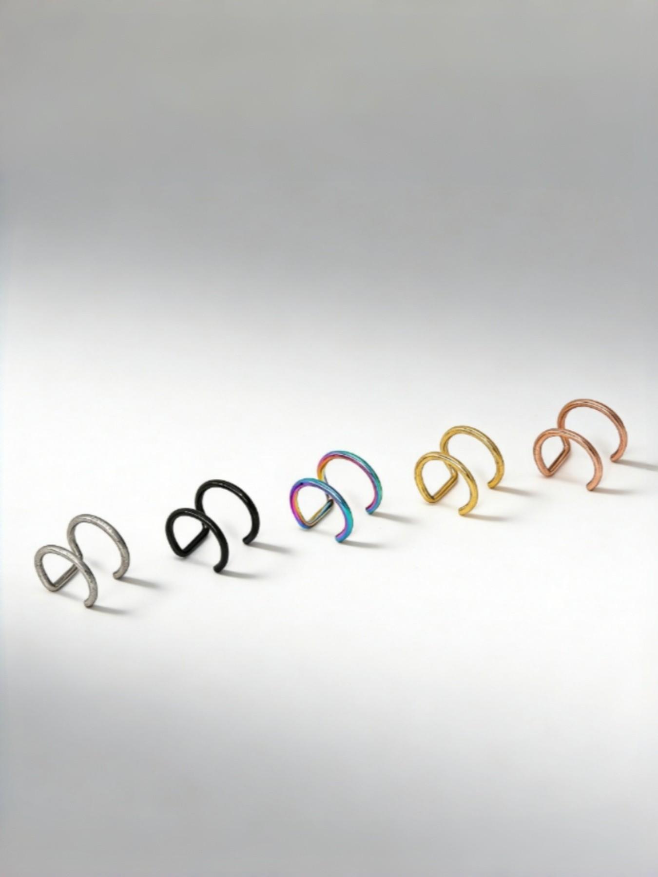 5Pcs U-Shaped Ear Cuff & Lip Clip Set – Rounded Tip Non-Scratch, No Piercing Cartilage Hoop, Fake Lip Ring, Adjustable 5 Colors, Singles Day New Year Gift